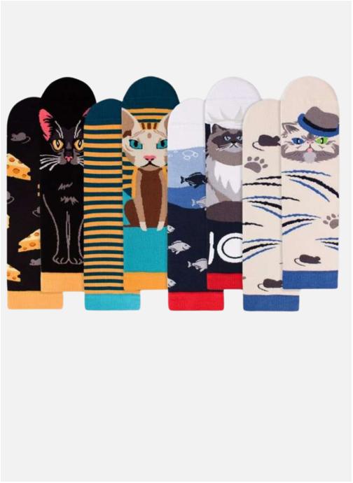 Pirin Hill Chaussettes Cofret de 4 paire de Chaussettes Arty Chat femme beige