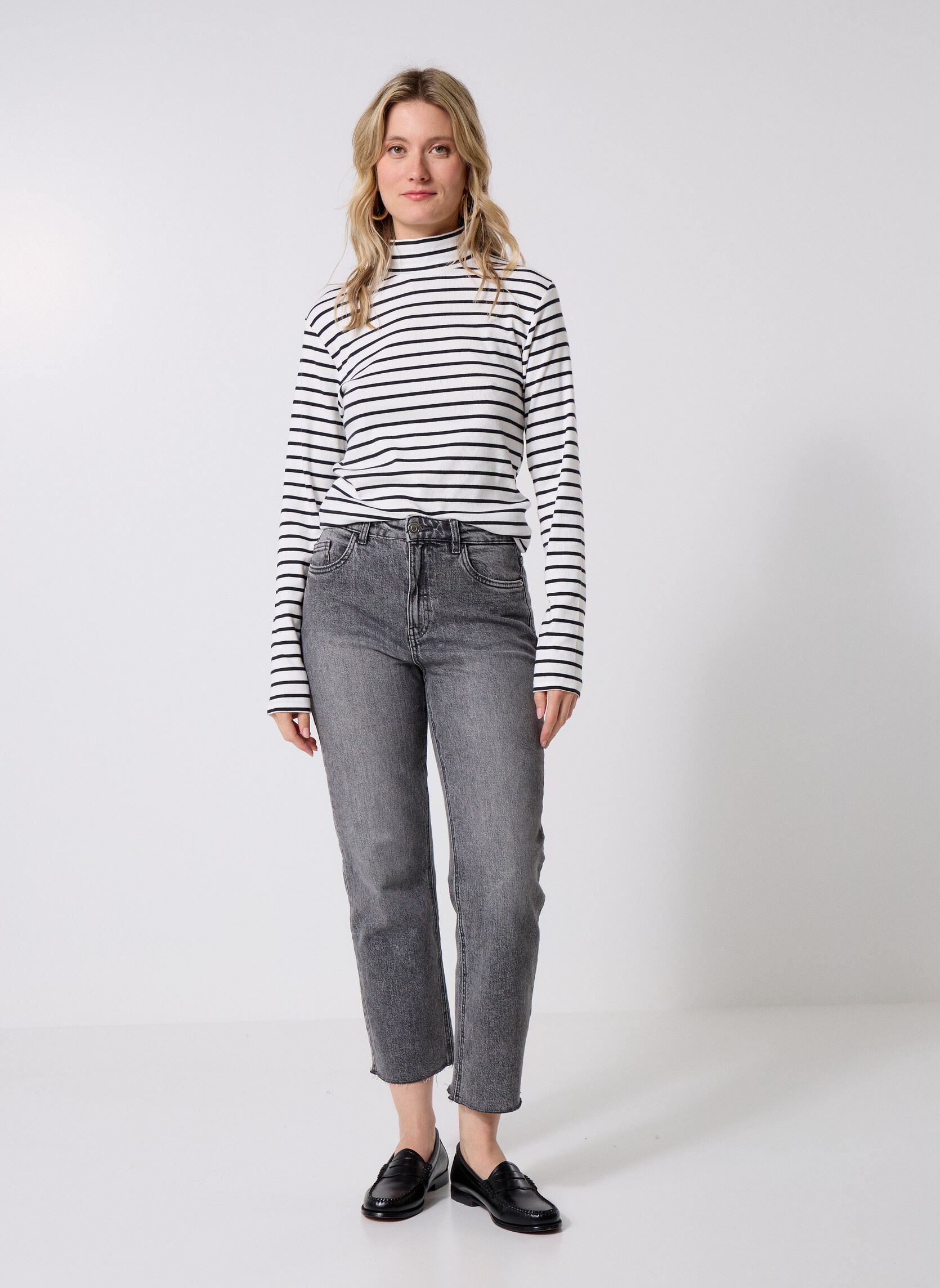 Tee-shirts manches longues TIROLI2 femme beige MADE BY Tee-shirts manches longues TIROLI2 femme beige IMP_RAYURE MARIN NOIR_ECRU