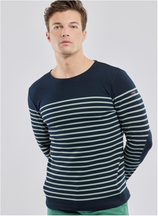 Armor Lux Tee-shirts Marinière 12869 rich navy/green tea homme bleu