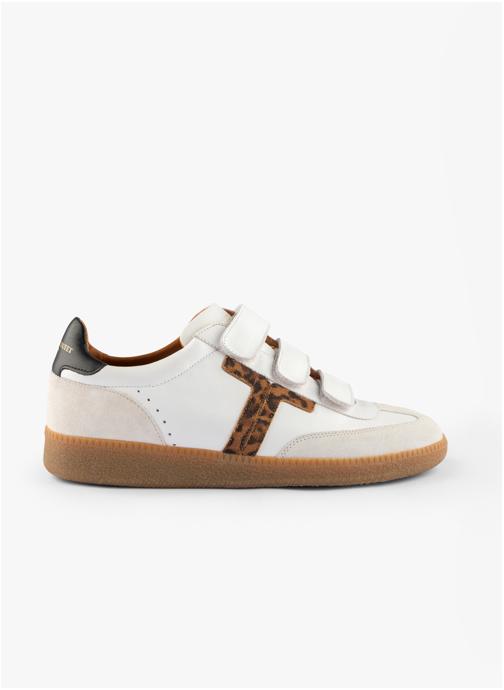 Maison Toufet Baskets basses Basket Susanna - Blanc / Léopard femme blanc
