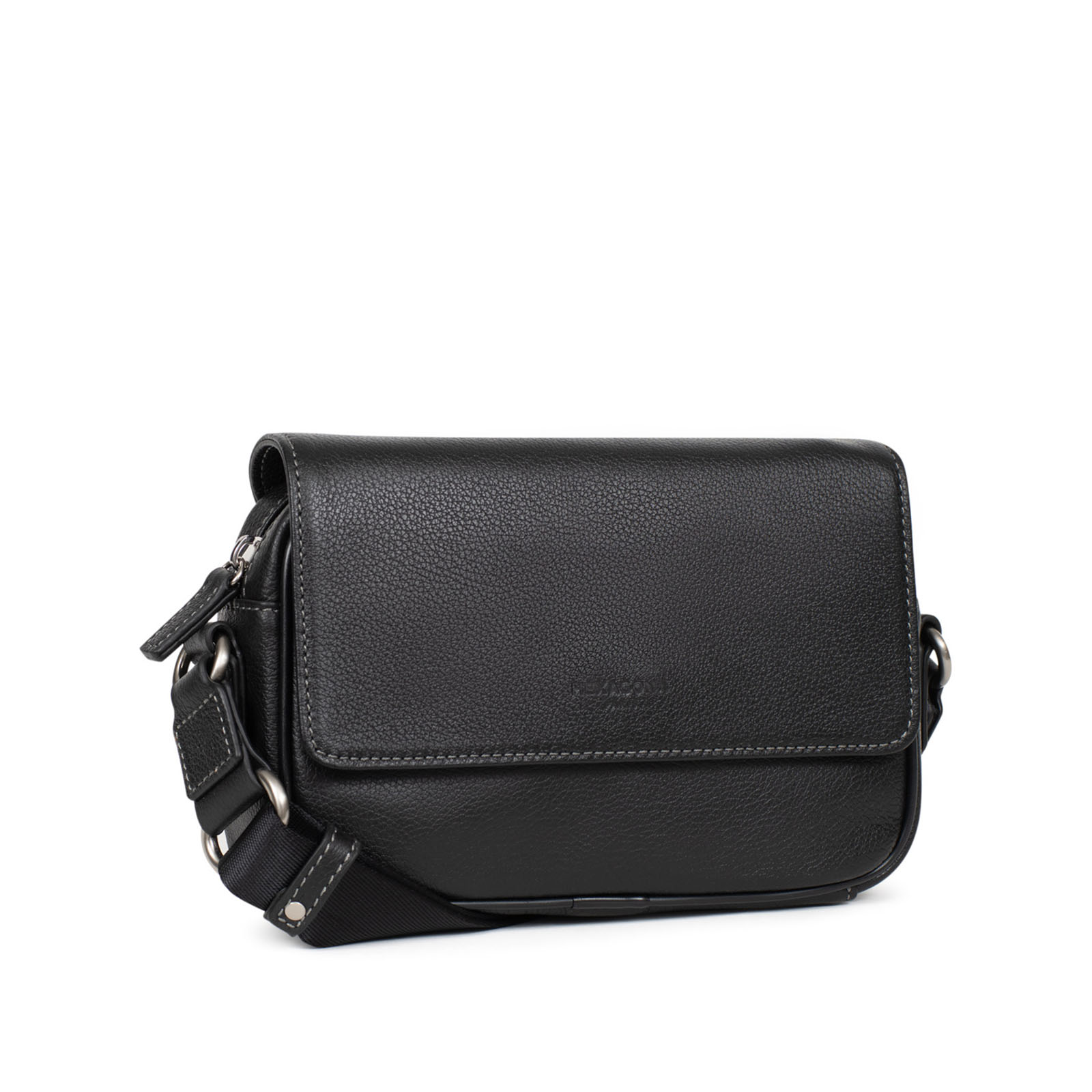 Sac Bandoulière Hexagona Cuir Noir - Occasion, Fabriqué En France