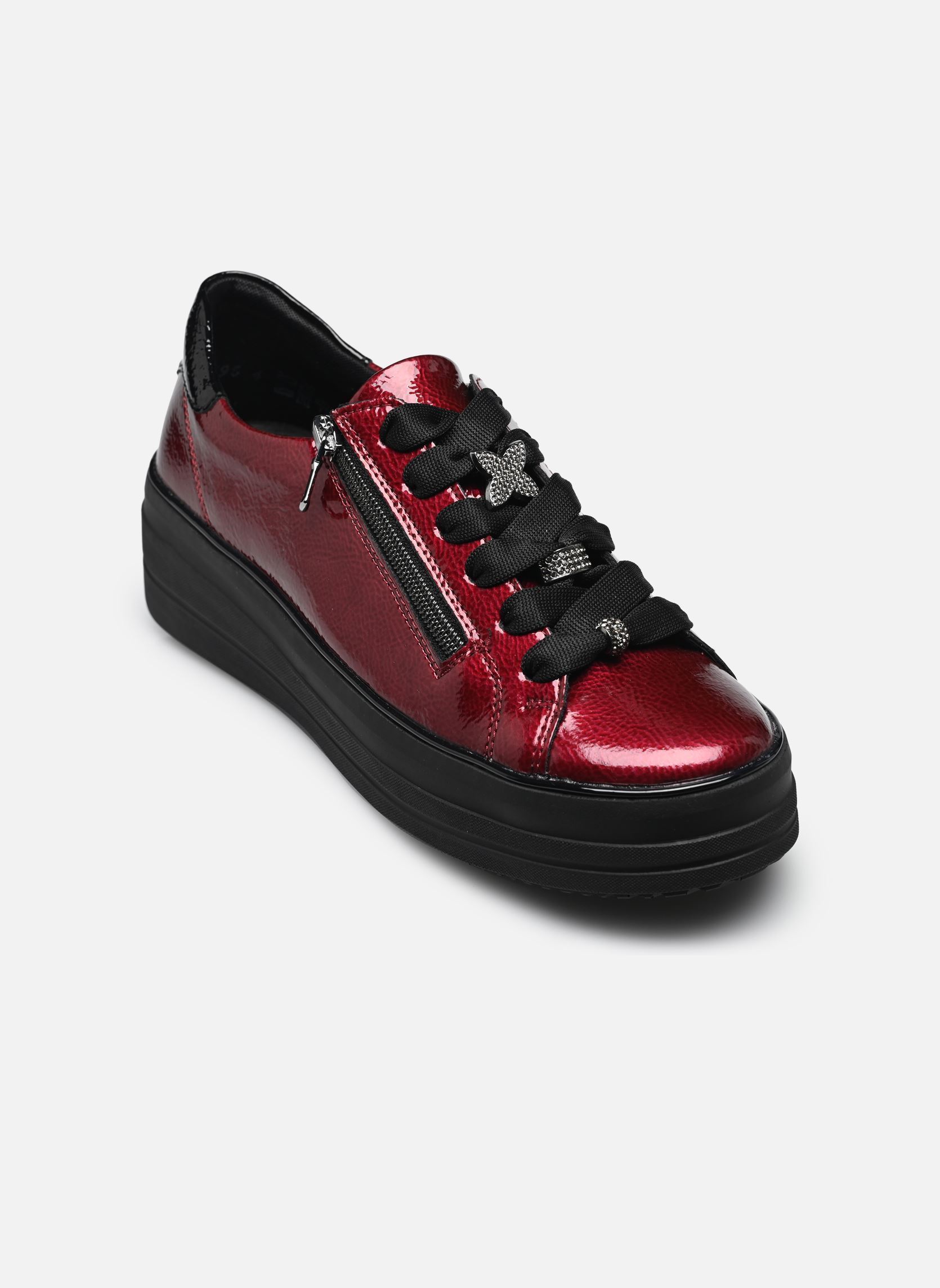 Sleehak sneakers D1C09 dames bordeaux Remonte Sleehak sneakers D1C09 dames bordeaux CHERRY/BLACK