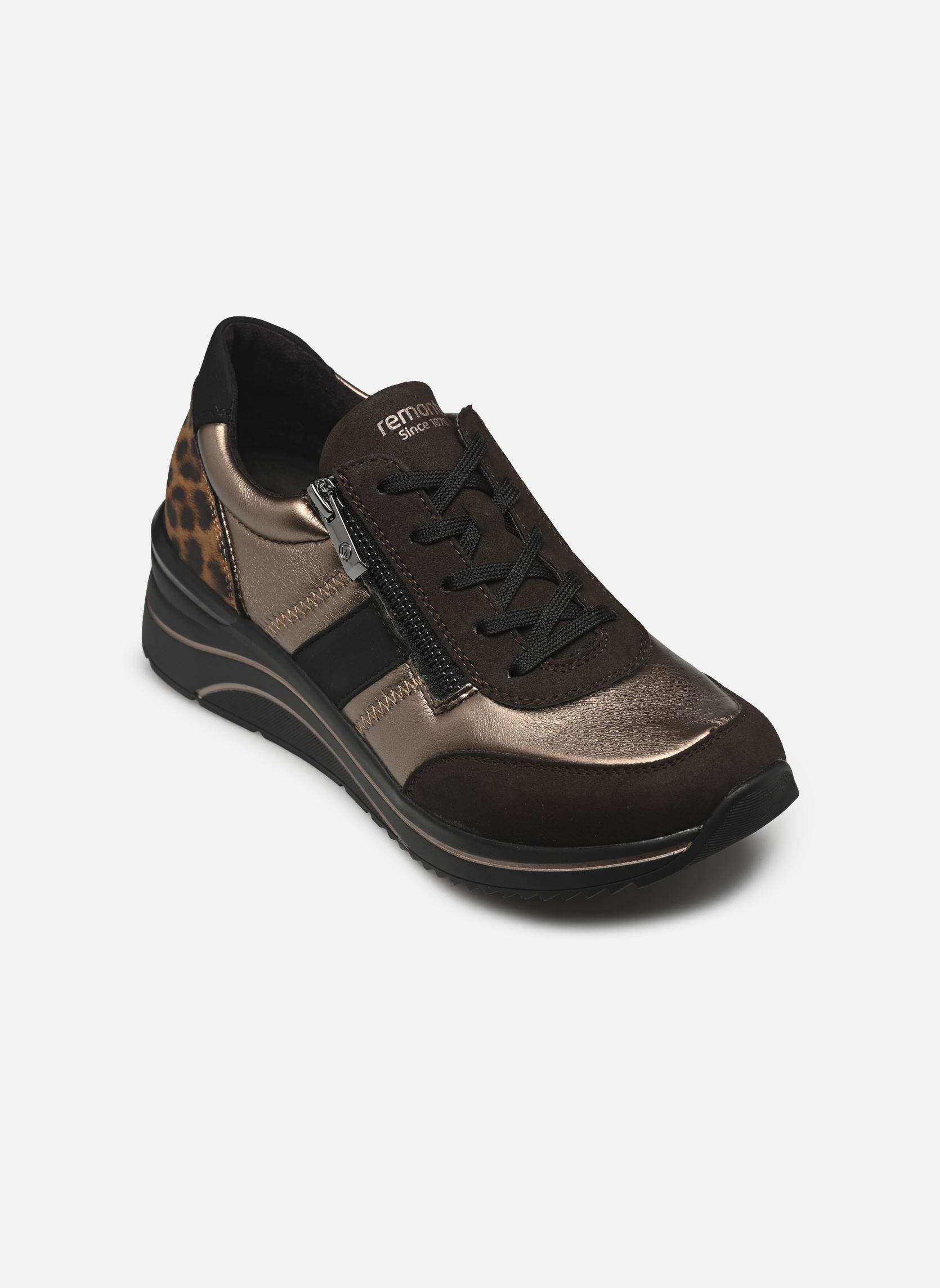 Baskets compensées D0T09 femme or et bronze Remonte Baskets compensées D0T09 femme or et bronze NOUGAT/BRONZE/SCHWARZ/BRAUN