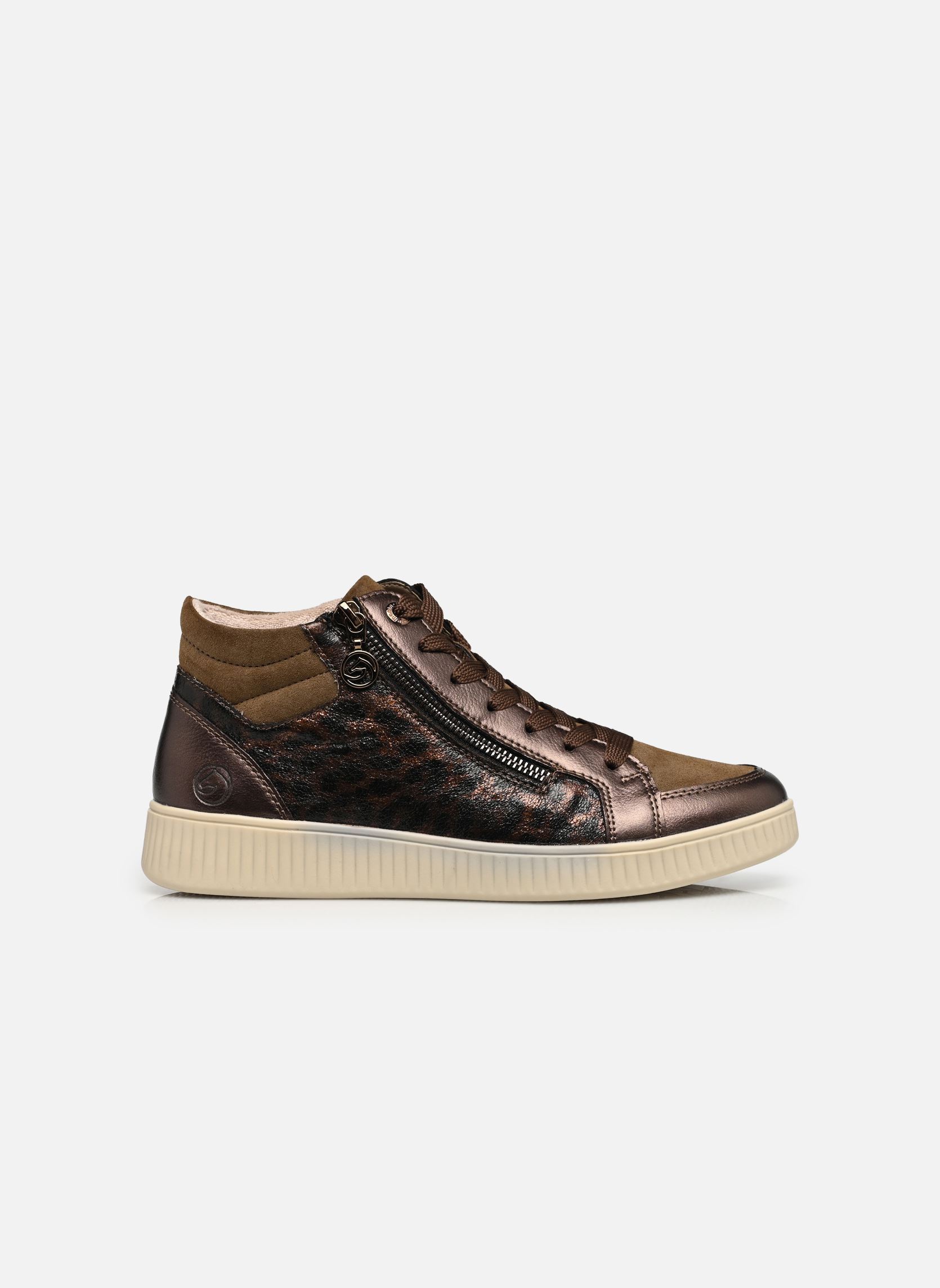 Hoge sneakers D2E70 dames goud en brons Remonte Hoge sneakers D2E70 dames goud en brons ANTIQUE/BISON/ANTIK