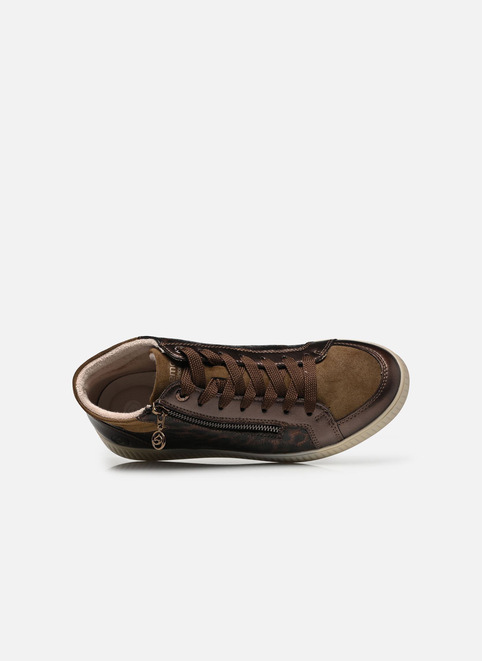 Hoge sneakers D2E70 dames goud en brons Remonte Hoge sneakers D2E70 dames goud en brons ANTIQUE/BISON/ANTIK