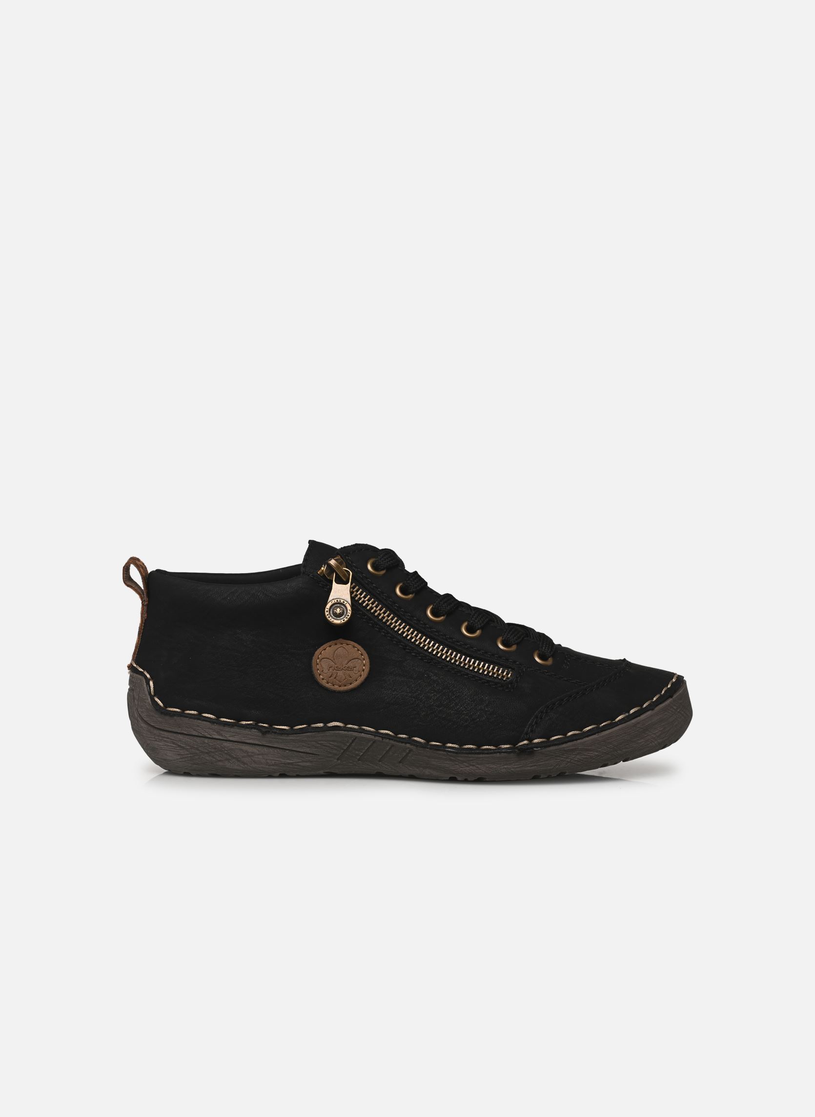 Knöchelhohe Sneaker 52514 damen schwarz Rieker Knöchelhohe Sneaker 52514 damen schwarz SCHWARZ/LEO-NUSS/WOOD