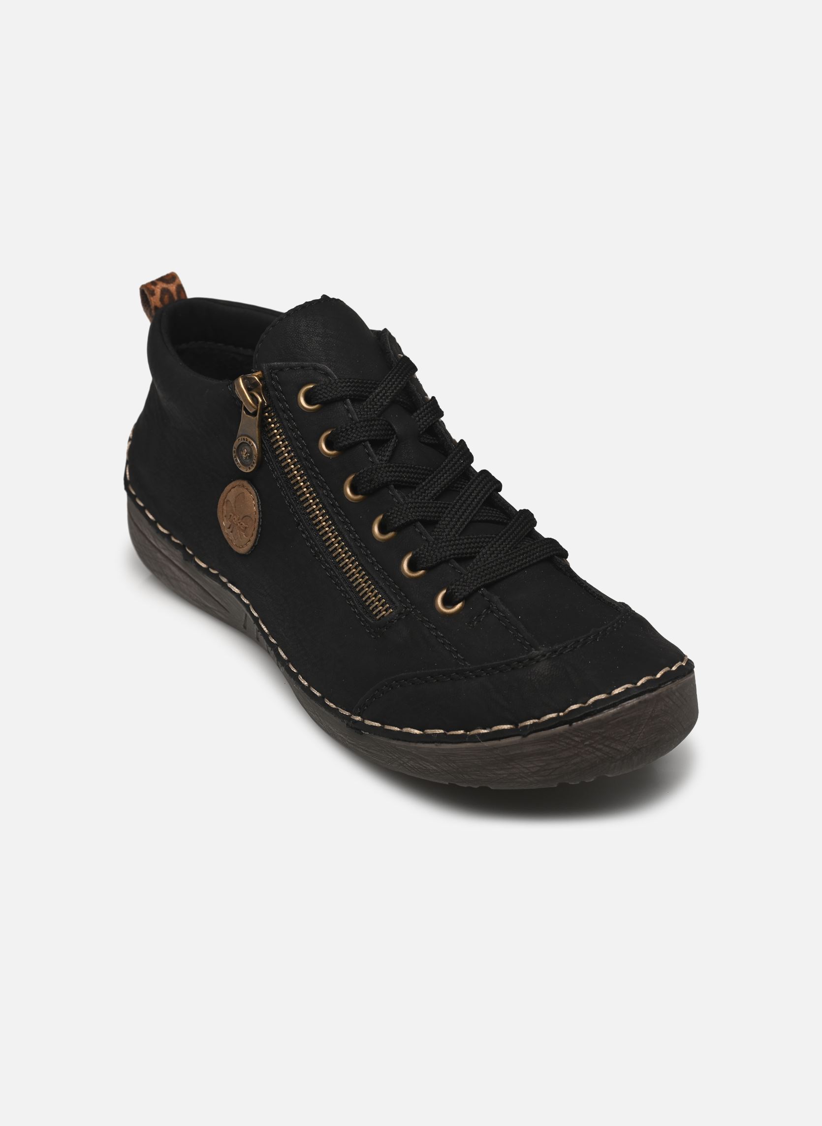 Knöchelhohe Sneaker 52514 damen schwarz Rieker Knöchelhohe Sneaker 52514 damen schwarz SCHWARZ/LEO-NUSS/WOOD