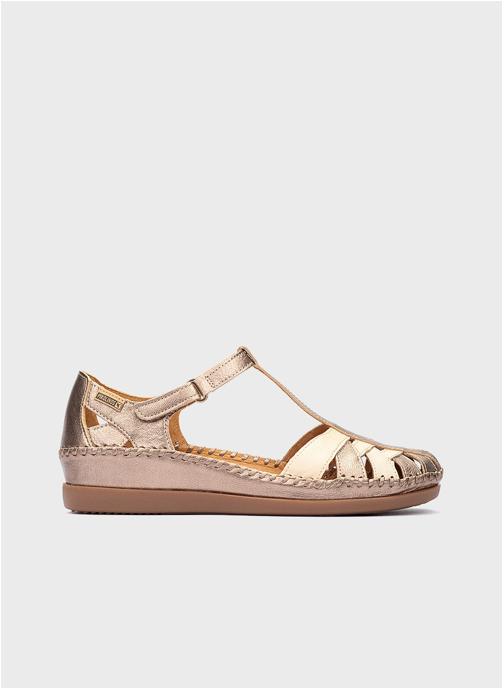 Pikolinos Sandales Chaussure semi-ouverts cuir CADAQUES femme or et bronze