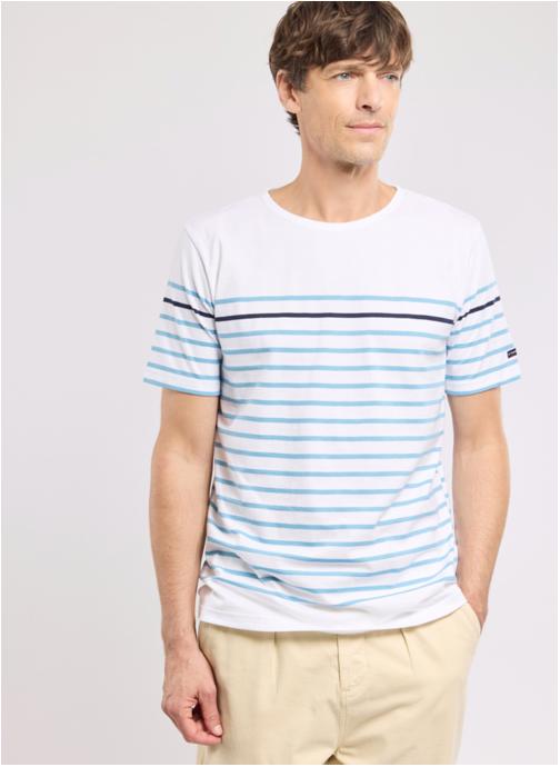 Armor Lux Tee-shirts Marinière 73845 blanc/waterfall/marine dee homme bleu