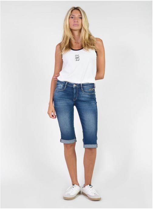 Le temps des cerises Bermudas Corsaire pantacourt en jeans PHIL Blue femme bleu