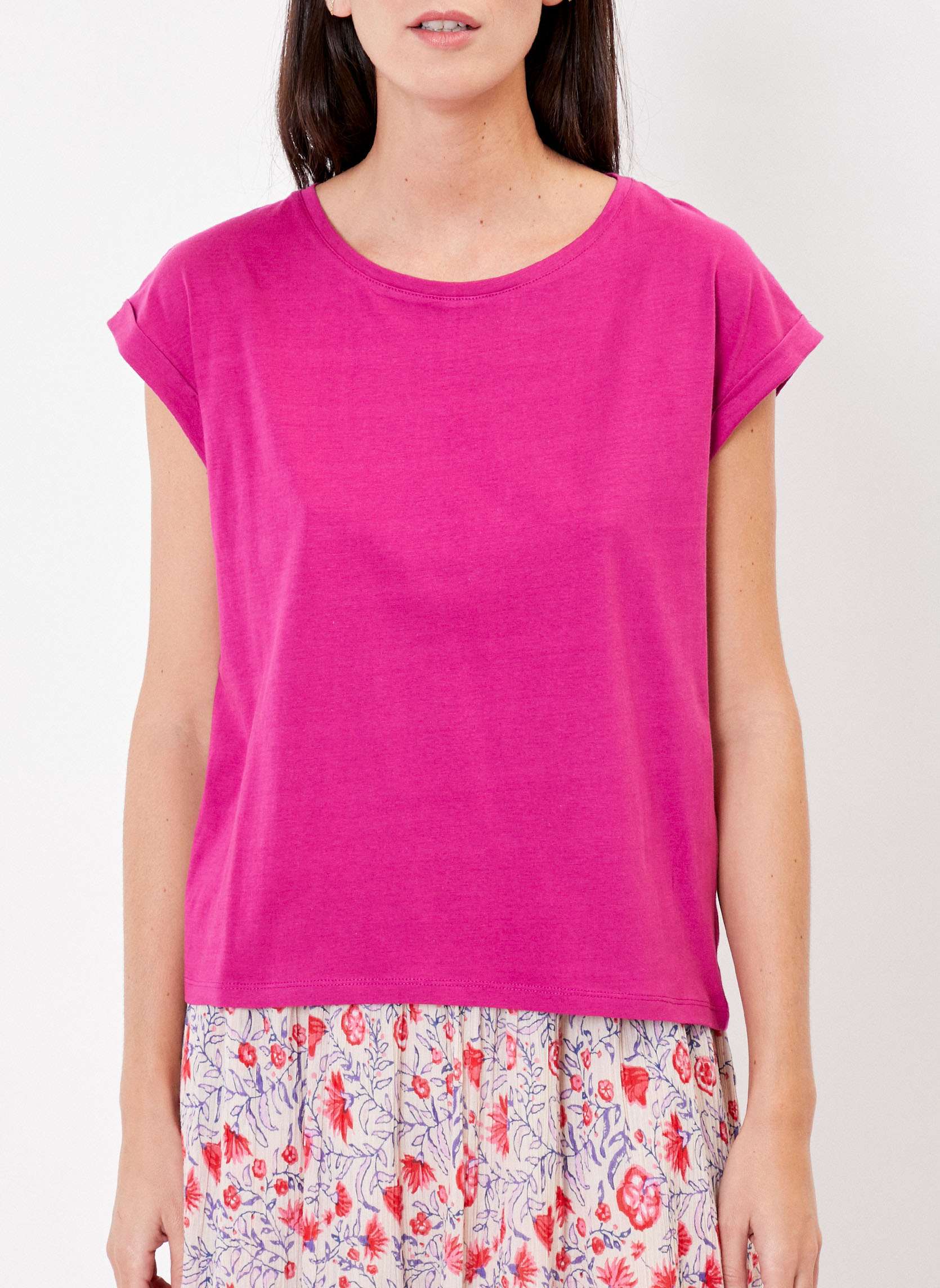 Pull femme GUDRUN SJODEN violet coton bio manches courtes