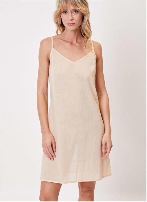 La Fiancée Robes Dessous de robe en voile de coton bio unie FIONA femme beige