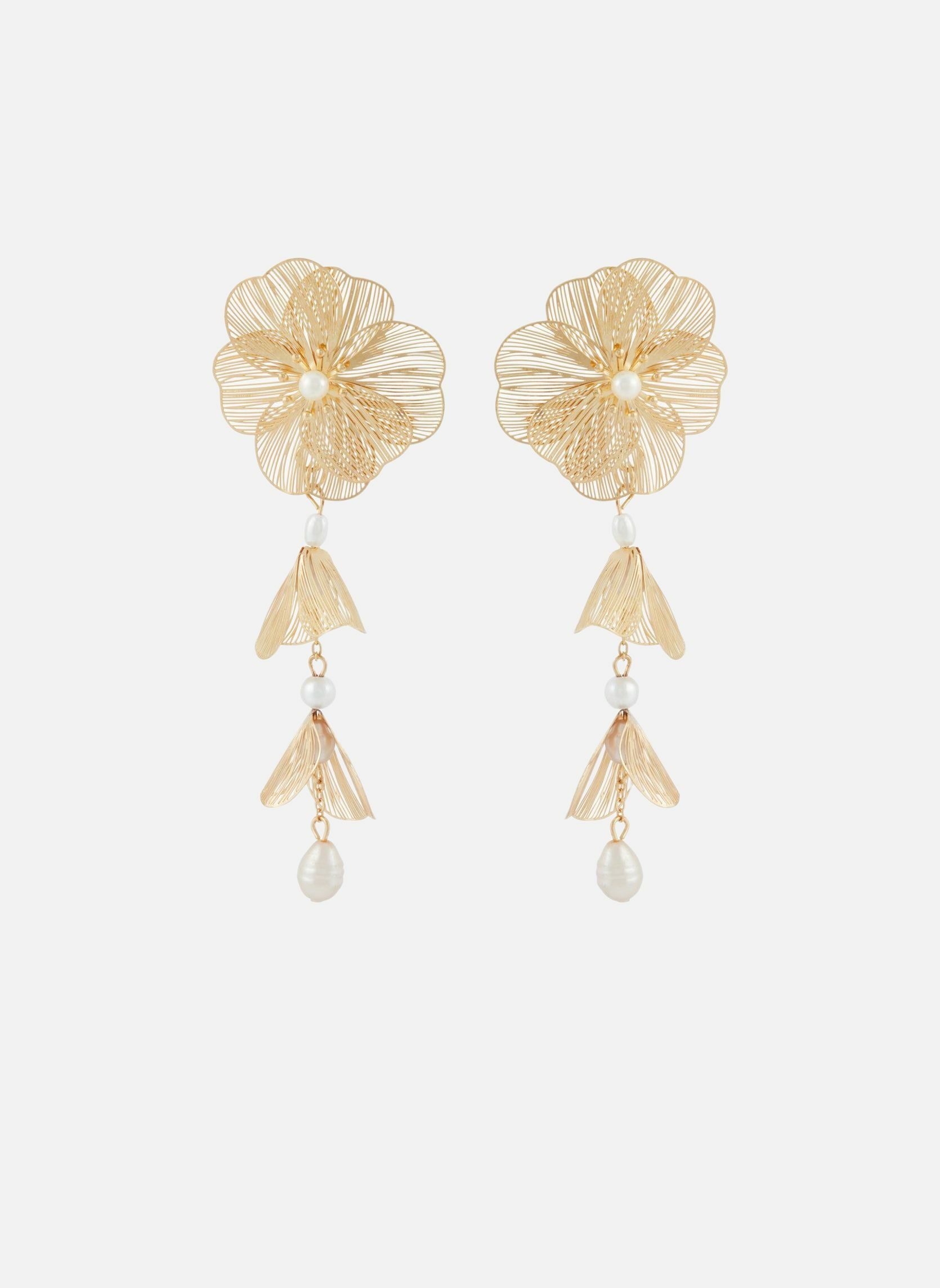 Boucles D'oreilles Argent 925 Fleur En Filigrane - Dormeuses, Couleur Argentée