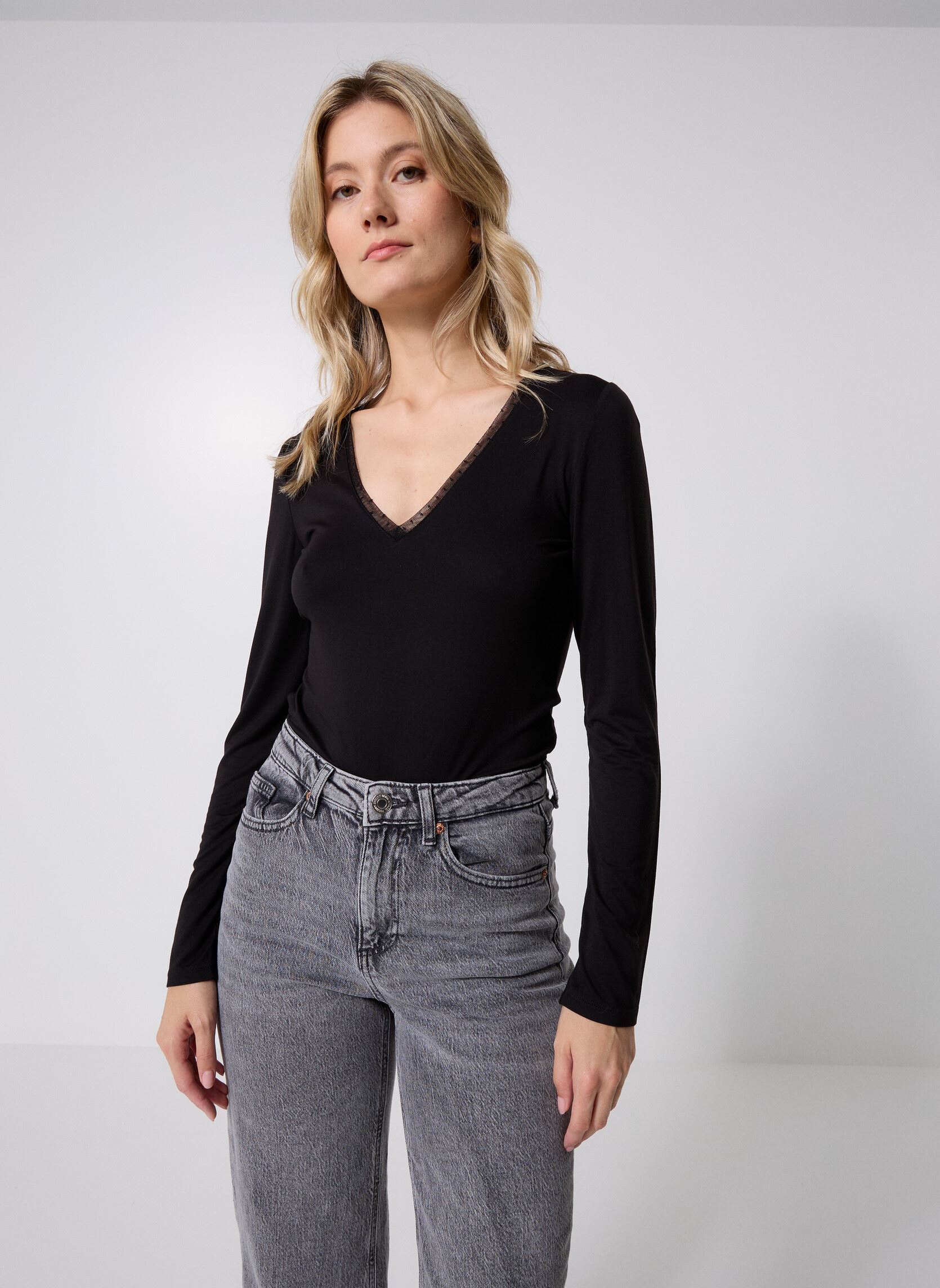 Langarm-T-Shirts TIANA damen schwarz MADE BY Langarm-T-Shirts TIANA damen schwarz JET BLACK