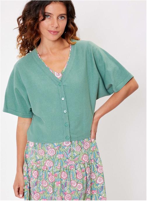 La Fiancée Gilets Gilet manches courtes maille uni MELIO femme vert