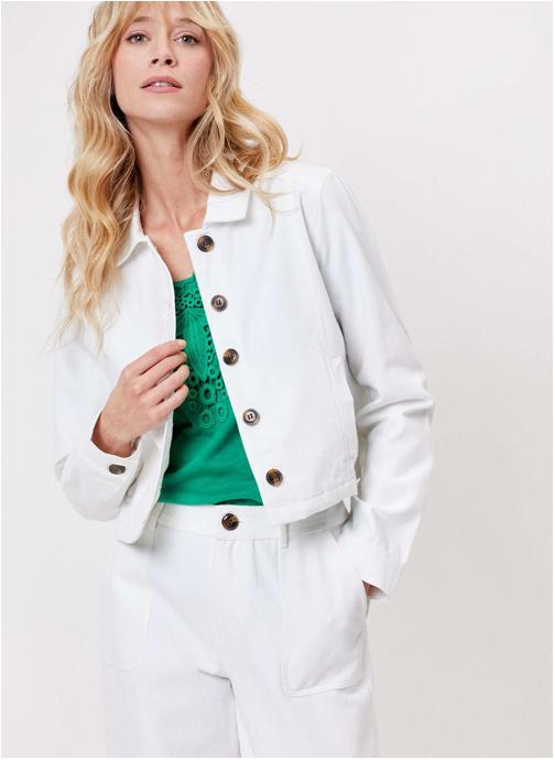 La Fiancée Vestes Veste courte unie en coton bio BLASI femme blanc
