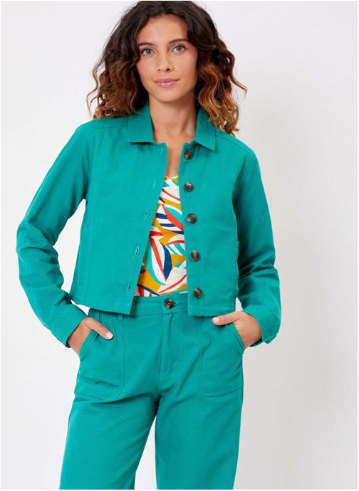 La Fiancée Vestes Veste courte unie en coton bio BLASI femme vert