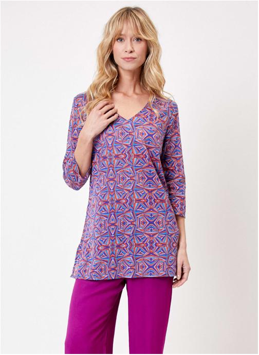 La Fiancée Blouses Tunique voile de coton bio imprimée LAURIE femme violet
