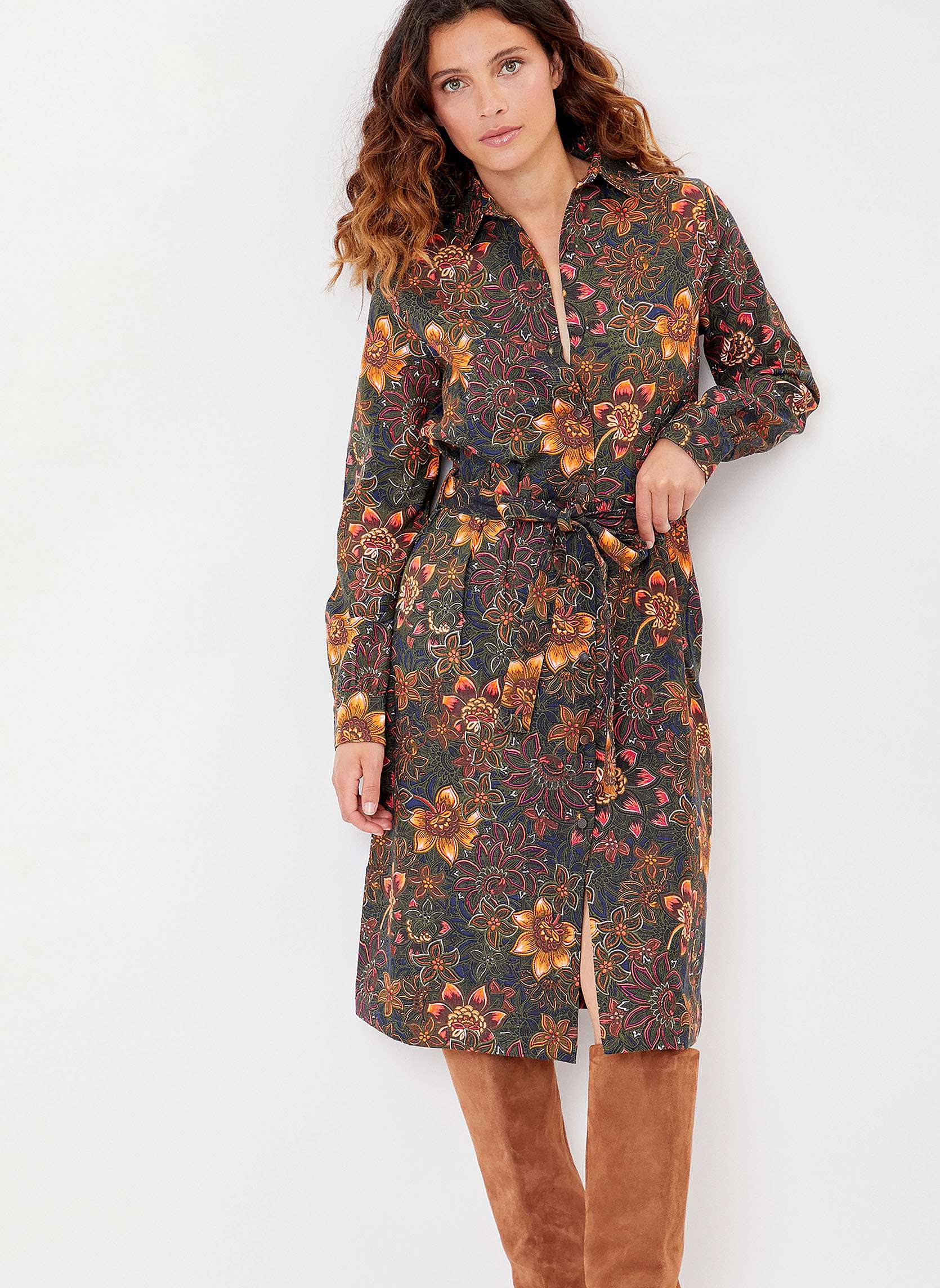Robe D'été Fluide Imprimée Jacqueline Riu Taille 4 - Noir, Marron, Orange | Occasion Très Bon état