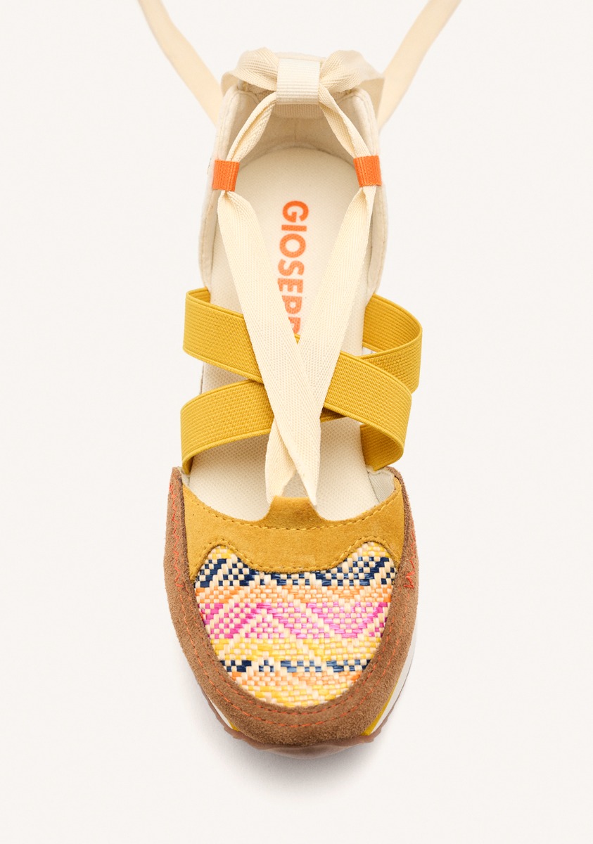 Sandales Casual Sandals - Baskets Compensées Ouvertes Cuir Et Raphia Littleton - Mostaza femme jaune Gioseppo Sandales Casual Sandals - Baskets Compensées Ouvertes Cuir Et Raphia Littleton - Mostaza femme jaune Jaune