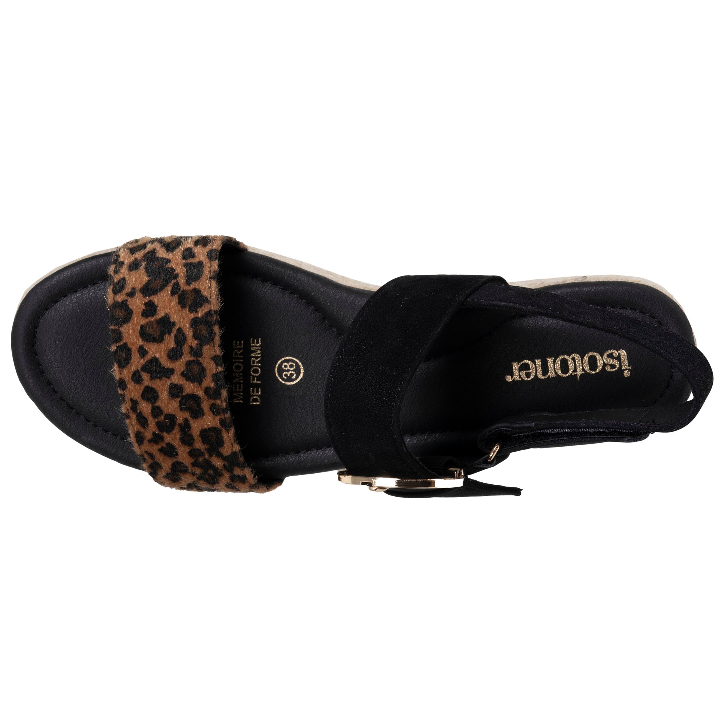 Sandales Sandales Femme Tressées Camel femme noir Isotoner Sandales Sandales Femme Tressées Camel femme noir Noir