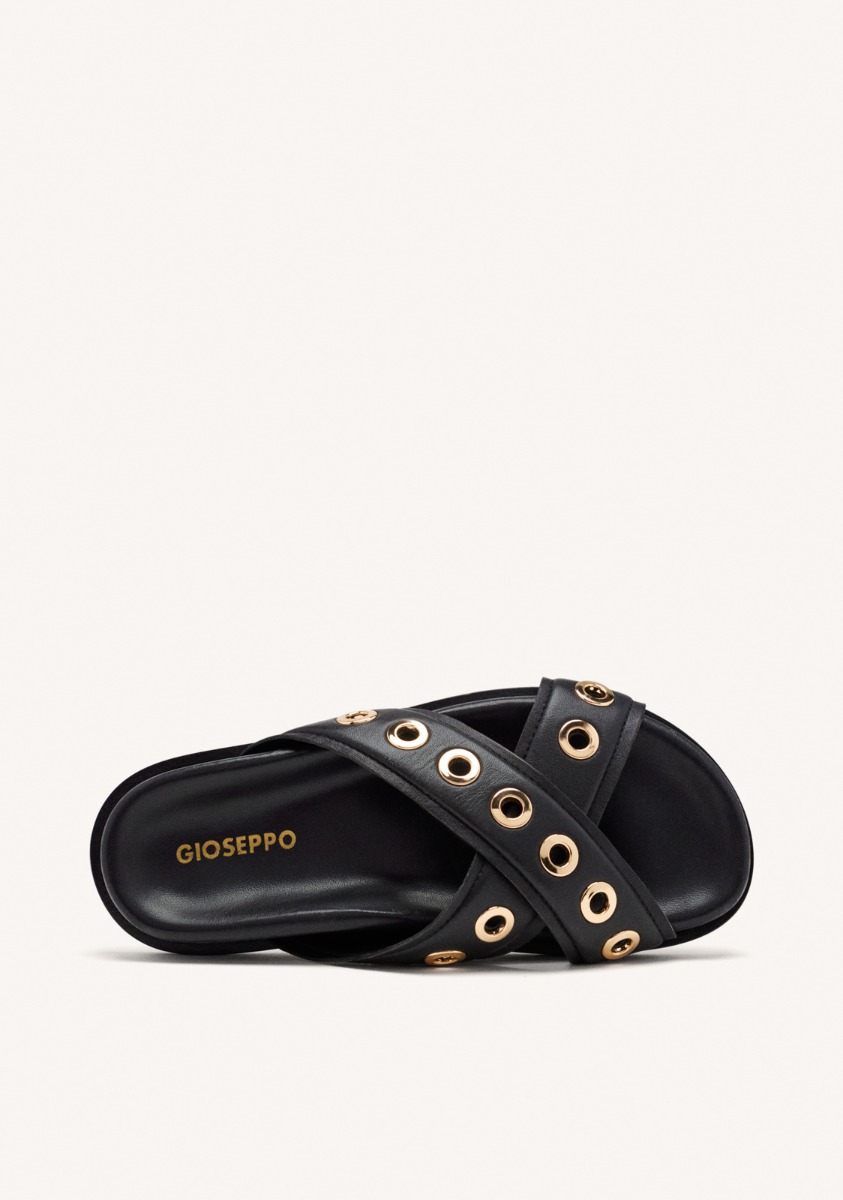 Sandales Sandals - Sandales Cuir Avec Oeillets Et Fils Hiles - Noir femme noir Gioseppo Sandales Sandals - Sandales Cuir Avec Oeillets Et Fils Hiles - Noir femme noir Noir