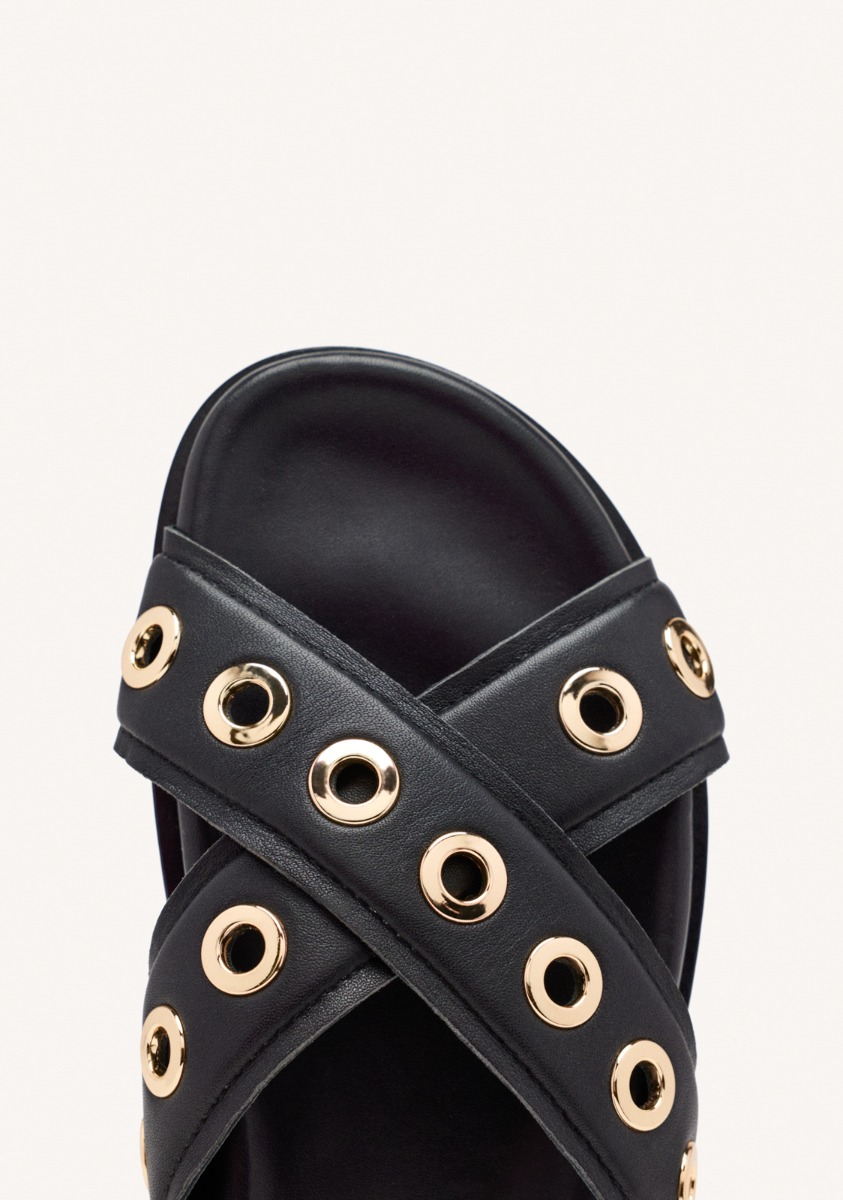 Sandales Sandals - Sandales Cuir Avec Oeillets Et Fils Hiles - Noir femme noir Gioseppo Sandales Sandals - Sandales Cuir Avec Oeillets Et Fils Hiles - Noir femme noir Noir