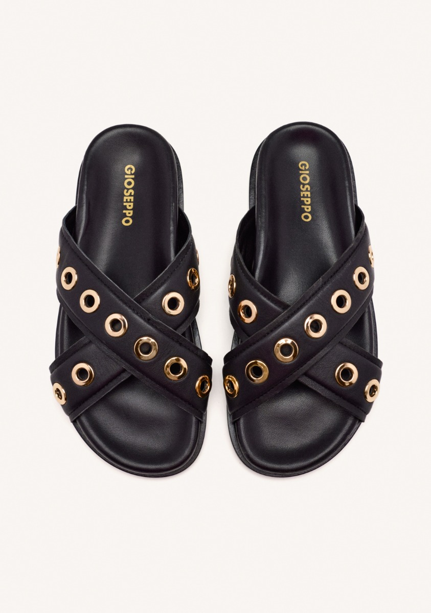 Sandales Sandals - Sandales Cuir Avec Oeillets Et Fils Hiles - Noir femme noir Gioseppo Sandales Sandals - Sandales Cuir Avec Oeillets Et Fils Hiles - Noir femme noir Noir