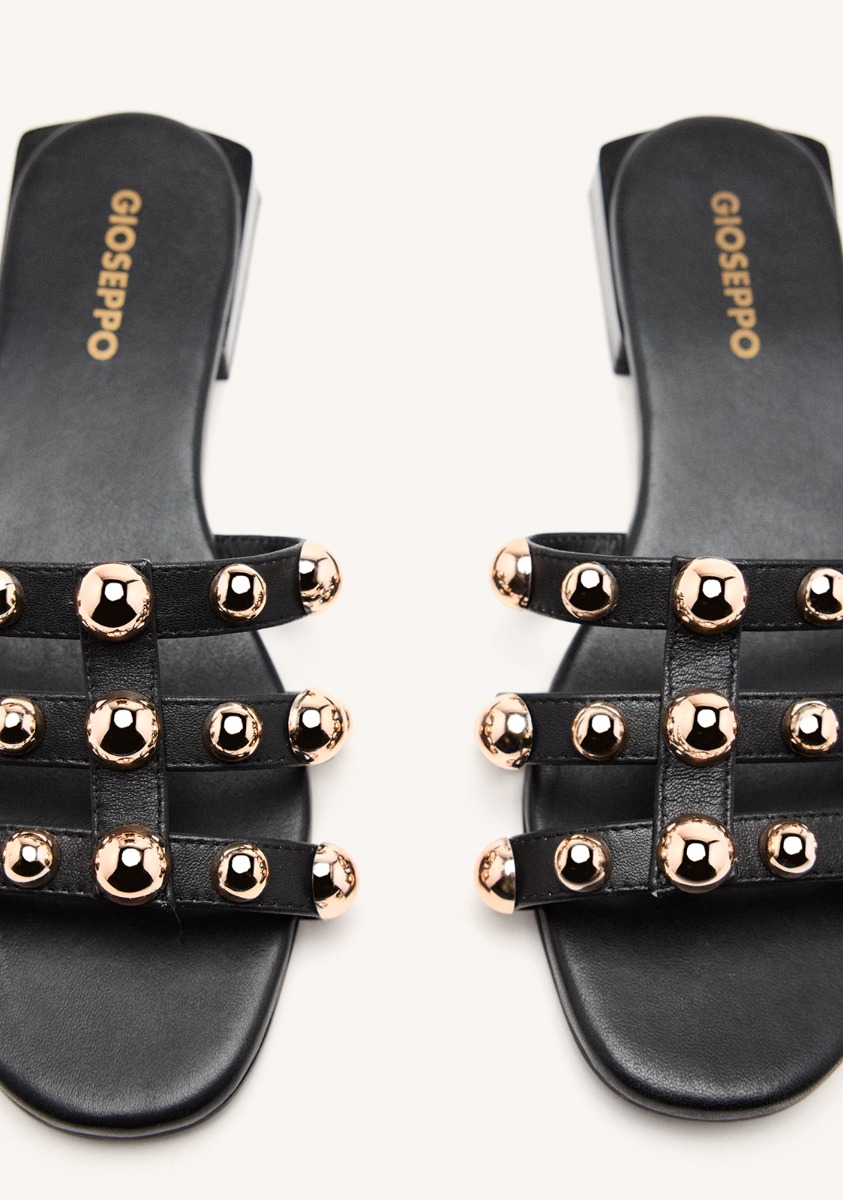 Sandales Sandals - Sandales Plates Cloutées Cuir Dekorra - Noir femme noir Gioseppo Sandales Sandals - Sandales Plates Cloutées Cuir Dekorra - Noir femme noir Noir