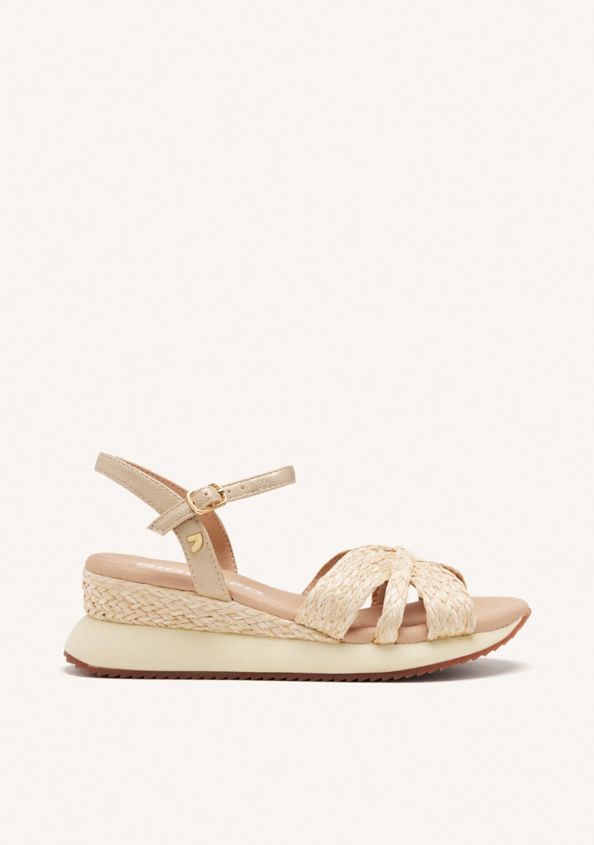Sandales Casual Sandals - Sandales Compensées En Raphia - Natural femme beige Gioseppo Sandales Casual Sandals - Sandales Compensées En Raphia - Natural femme beige Beige