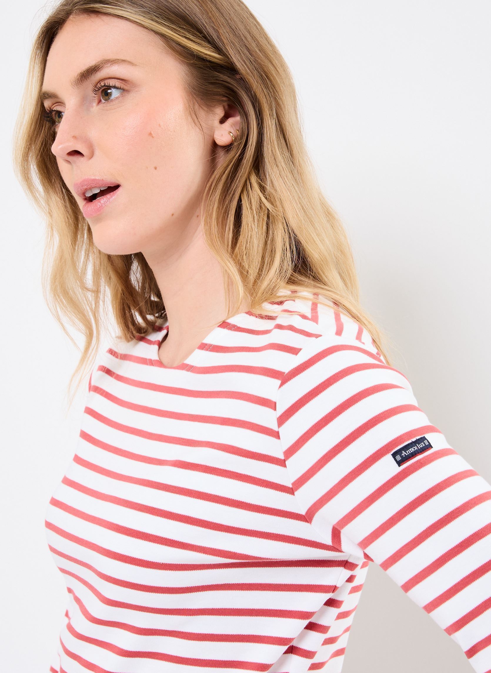 Tee-shirts manches longues Marinière ''Lesconil femme blanc Armor Lux Tee-shirts manches longues Marinière ''Lesconil femme blanc Blanc/Garnet Rose