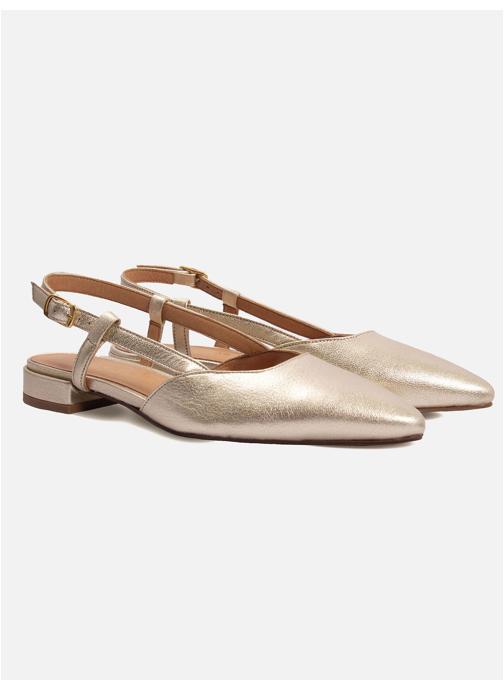 JULES & JENN Ballerines classiques Slingback Elise cuir métallisé doré femme or et bronze