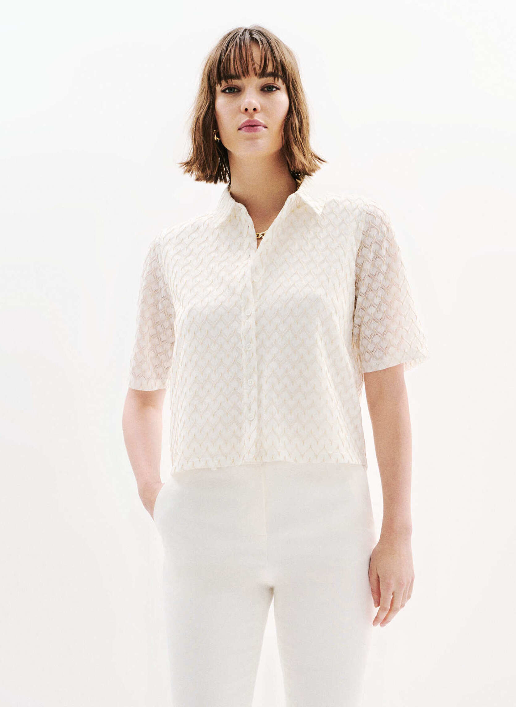 Chemises 251T-TAMIS femme blanc Caroll Chemises 251T-TAMIS femme blanc Blanc