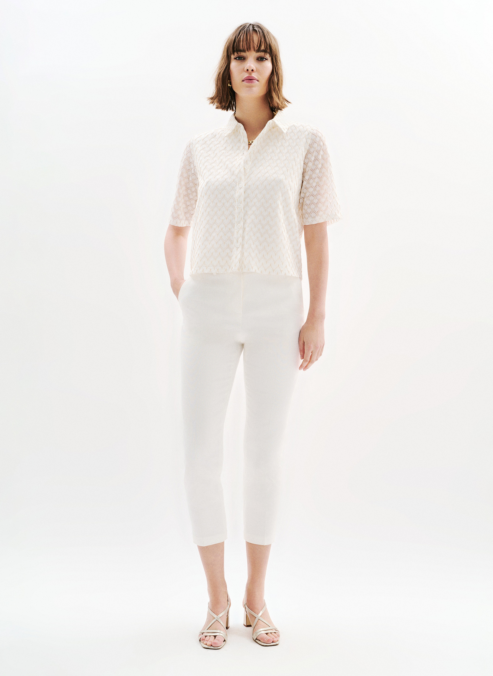 Chemises 251T-TAMIS femme blanc Caroll Chemises 251T-TAMIS femme blanc Blanc