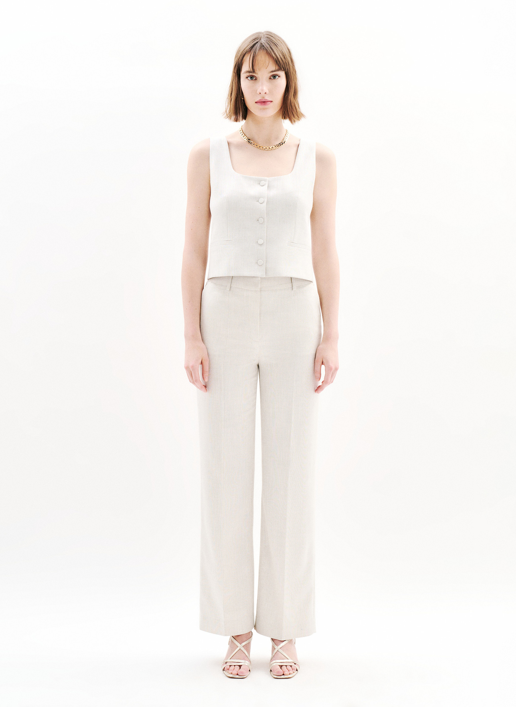 Pantalons droit 251P-PVOLARE femme beige Caroll Pantalons droit 251P-PVOLARE femme beige Beige