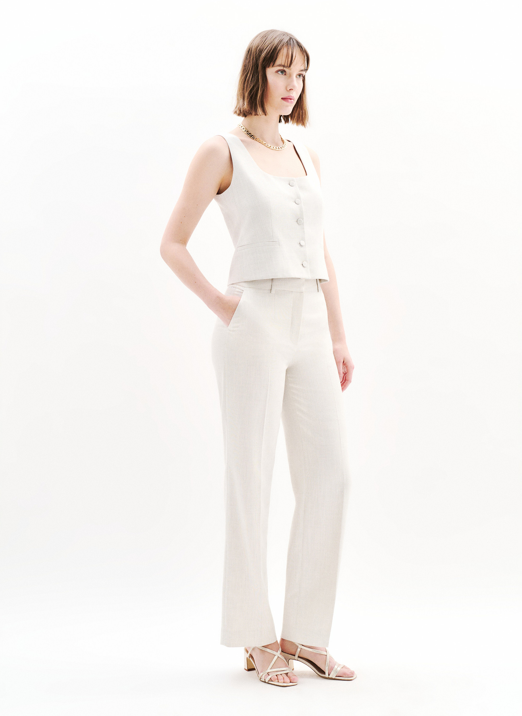 Pantalons droit 251P-PVOLARE femme beige Caroll Pantalons droit 251P-PVOLARE femme beige Beige