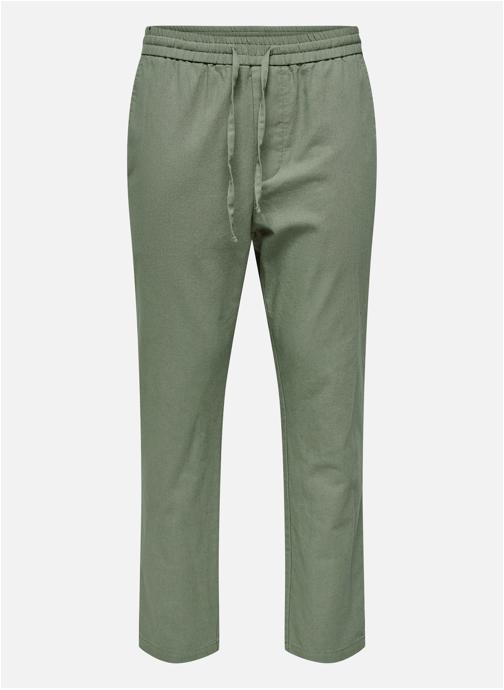 Only & Sons Pantalons droits Chino lin slim homme vert