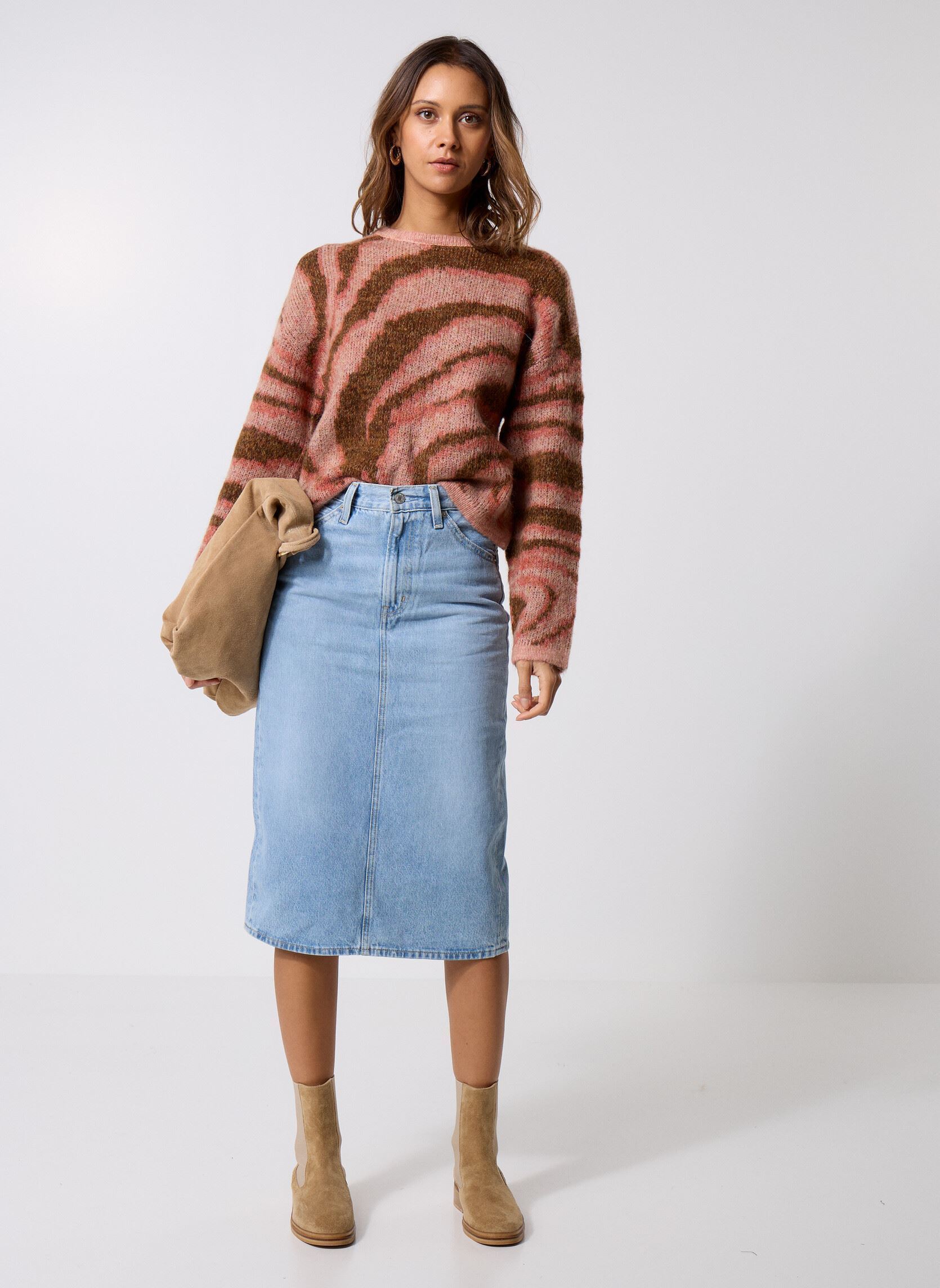 Jupes mi-longues HR BACK SLIT SKIRT LIGHT INDIGO - WORN I femme bleu Levi's Jupes mi-longues HR BACK SLIT SKIRT LIGHT INDIGO - WORN I femme bleu RIVETING CLEAN HEM