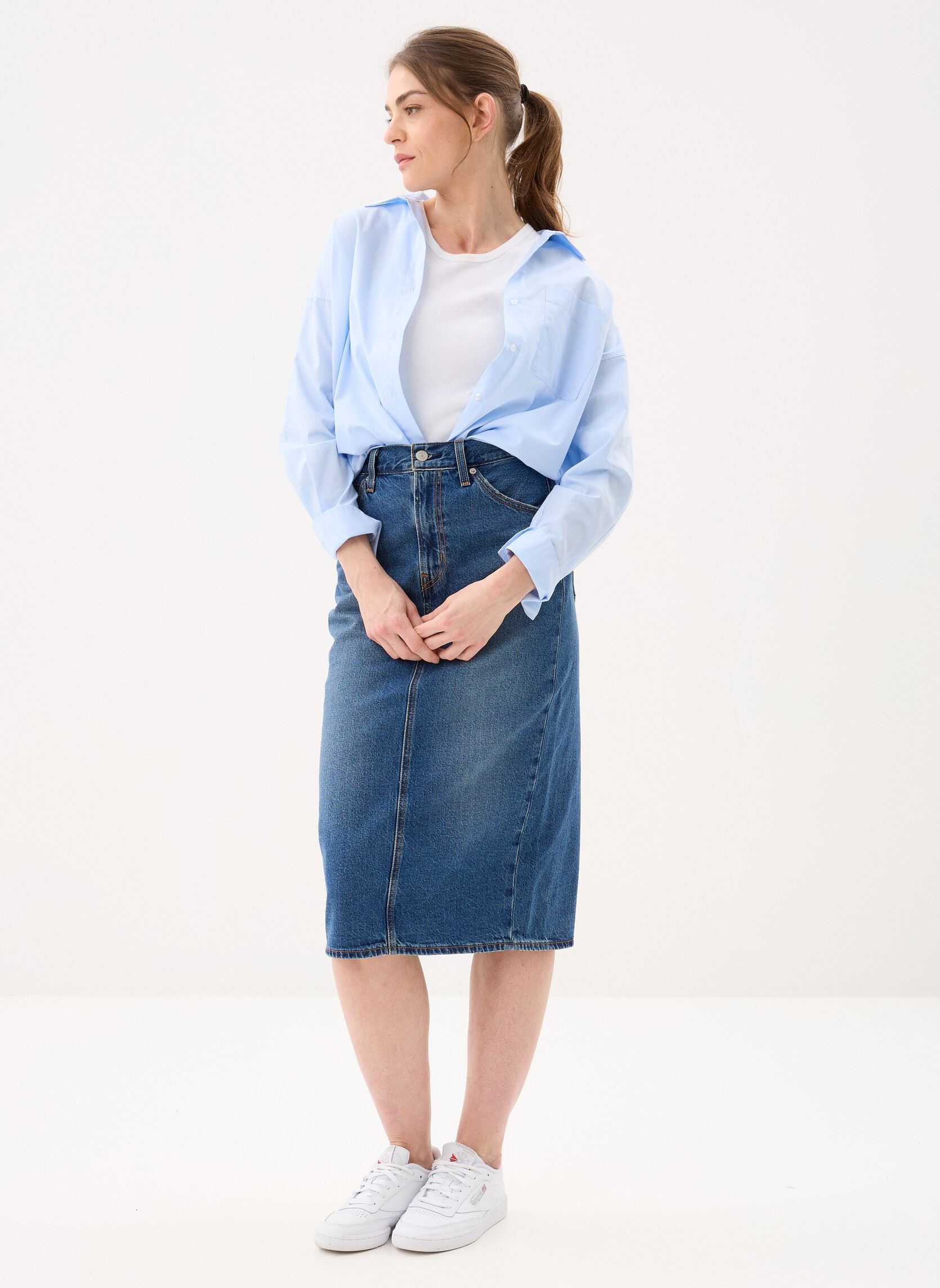 Halflange rokken HR BACK SLIT SKIRT LIGHT INDIGO - WORN I dames blauw Levi's Halflange rokken HR BACK SLIT SKIRT LIGHT INDIGO - WORN I dames blauw REVIEW TIME