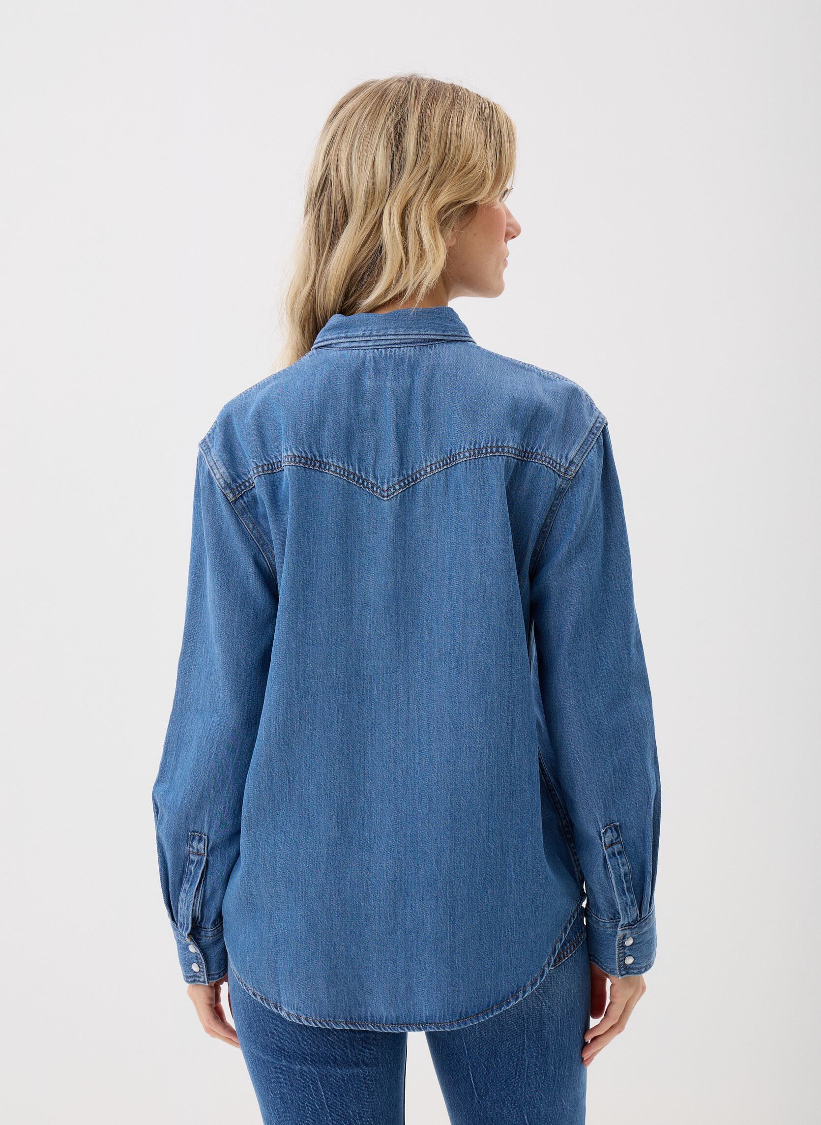 Chemises manches longues TEODORA WESTERN SHIRT MED INDIGO - WORN femme bleu Levi's Chemises manches longues TEODORA WESTERN SHIRT MED INDIGO - WORN femme bleu GOING STEADY TIPPED