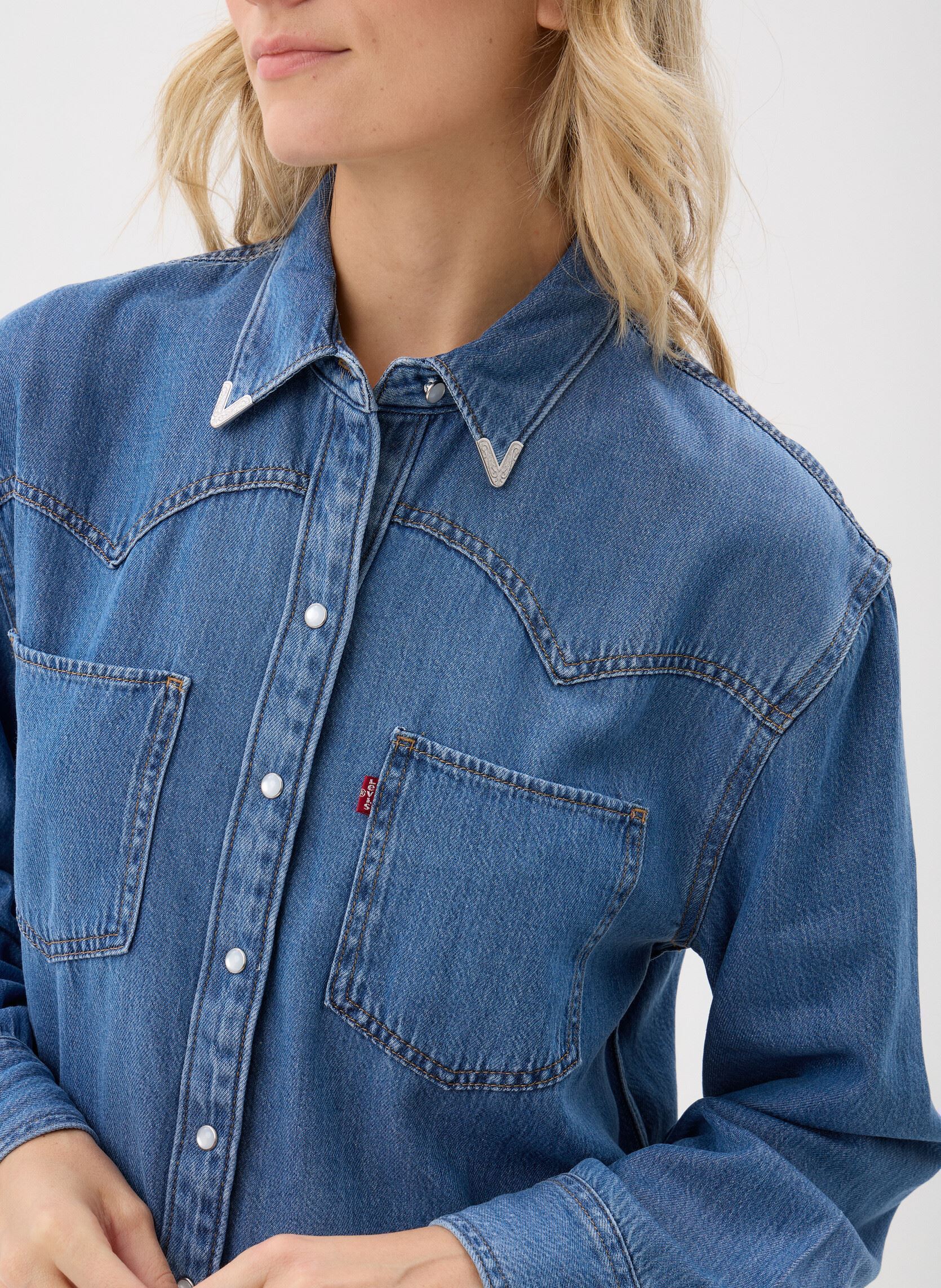 Chemises manches longues TEODORA WESTERN SHIRT MED INDIGO - WORN femme bleu Levi's Chemises manches longues TEODORA WESTERN SHIRT MED INDIGO - WORN femme bleu GOING STEADY TIPPED