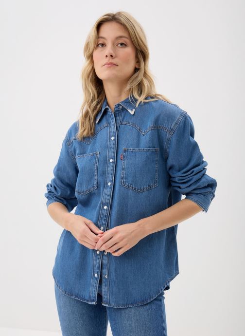 Levi's Chemises manches longues TEODORA WESTERN SHIRT MED INDIGO - WORN femme bleu
