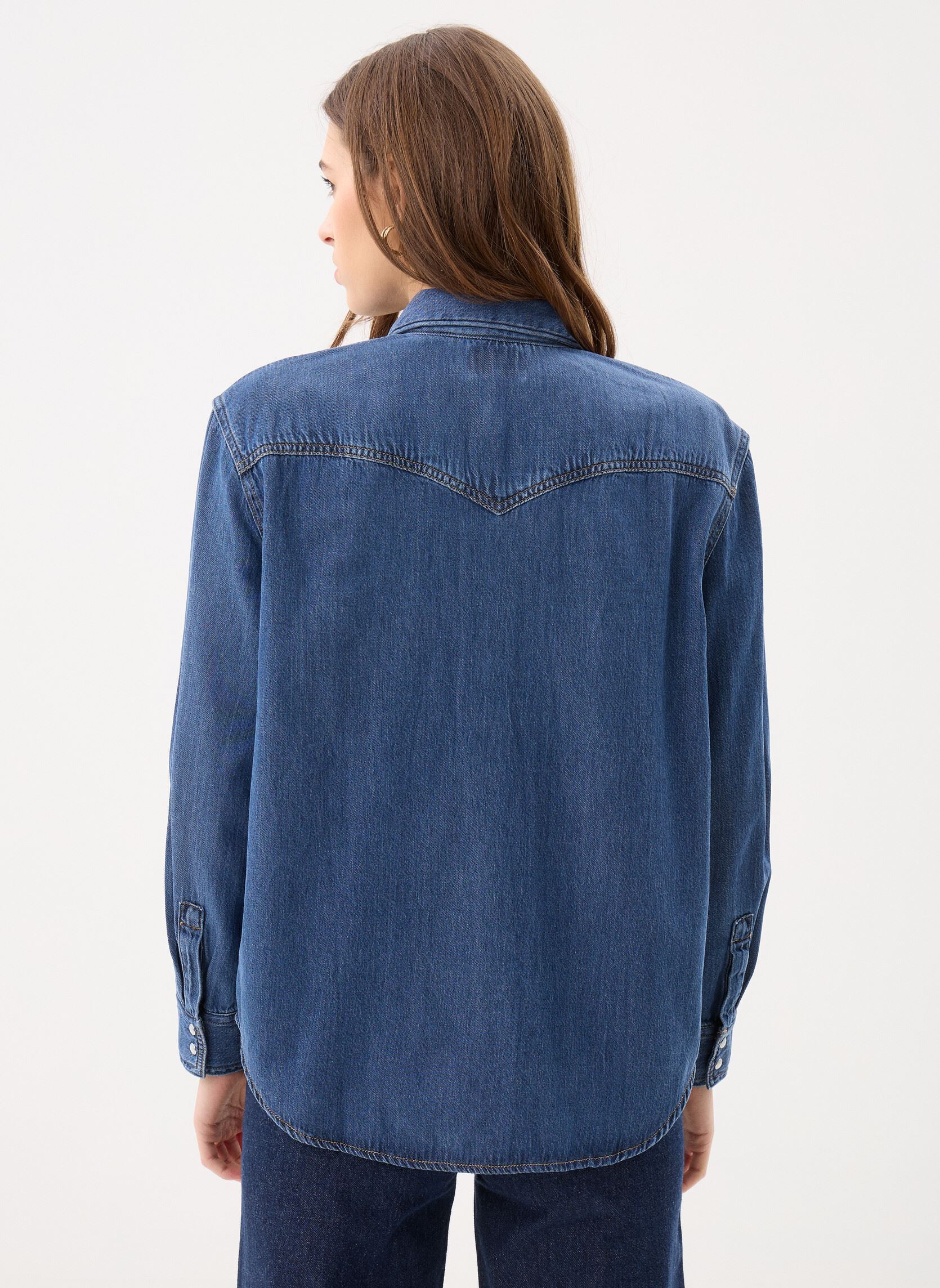 Chemises manches longues TEODORA WESTERN SHIRT MED INDIGO - WORN femme bleu Levi's Chemises manches longues TEODORA WESTERN SHIRT MED INDIGO - WORN femme bleu AIR SPACE 5