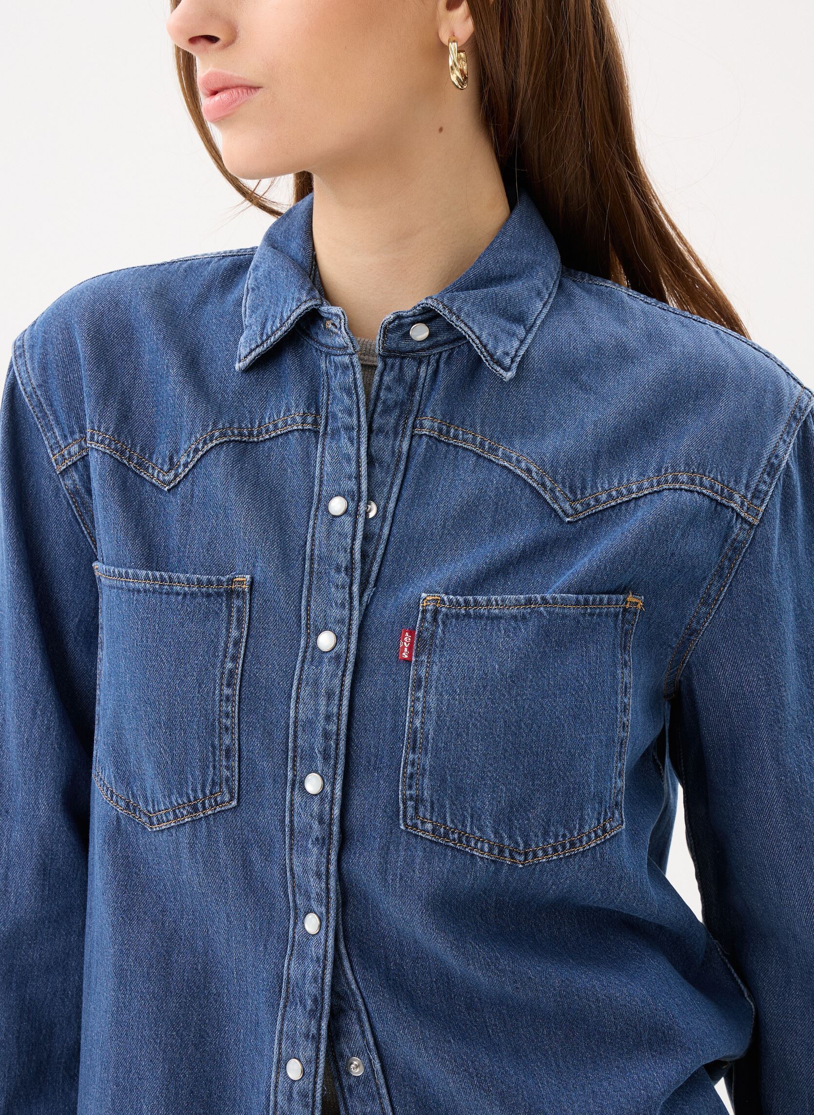 Chemises manches longues TEODORA WESTERN SHIRT MED INDIGO - WORN femme bleu Levi's Chemises manches longues TEODORA WESTERN SHIRT MED INDIGO - WORN femme bleu AIR SPACE 5