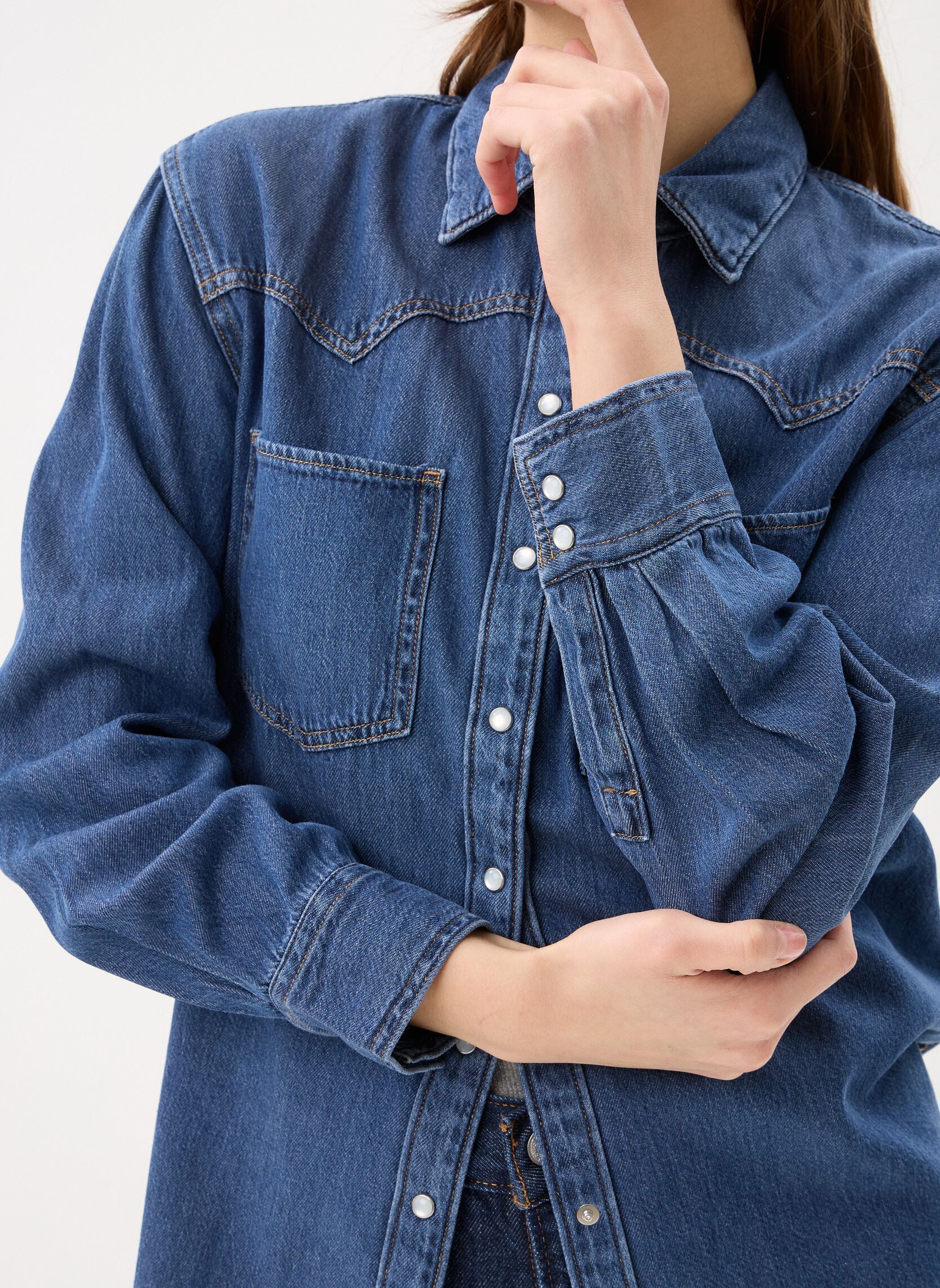 Chemises manches longues TEODORA WESTERN SHIRT MED INDIGO - WORN femme bleu Levi's Chemises manches longues TEODORA WESTERN SHIRT MED INDIGO - WORN femme bleu AIR SPACE 5