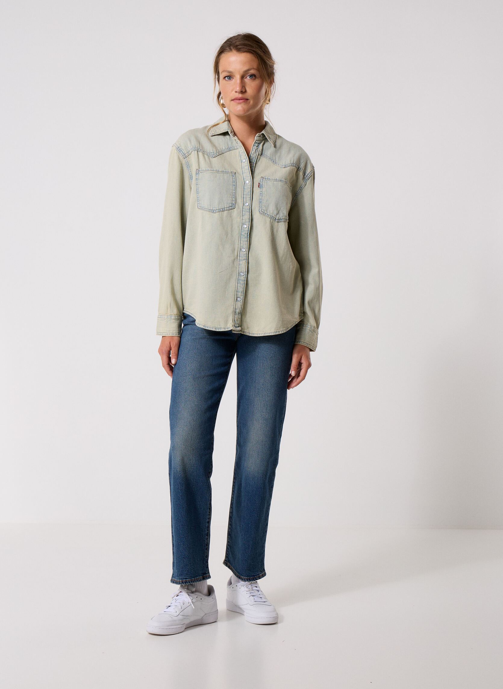 Langarm-Hemden TEODORA WESTERN SHIRT MED INDIGO - WORN damen blau Levi's Langarm-Hemden TEODORA WESTERN SHIRT MED INDIGO - WORN damen blau DE ORO WESTERN