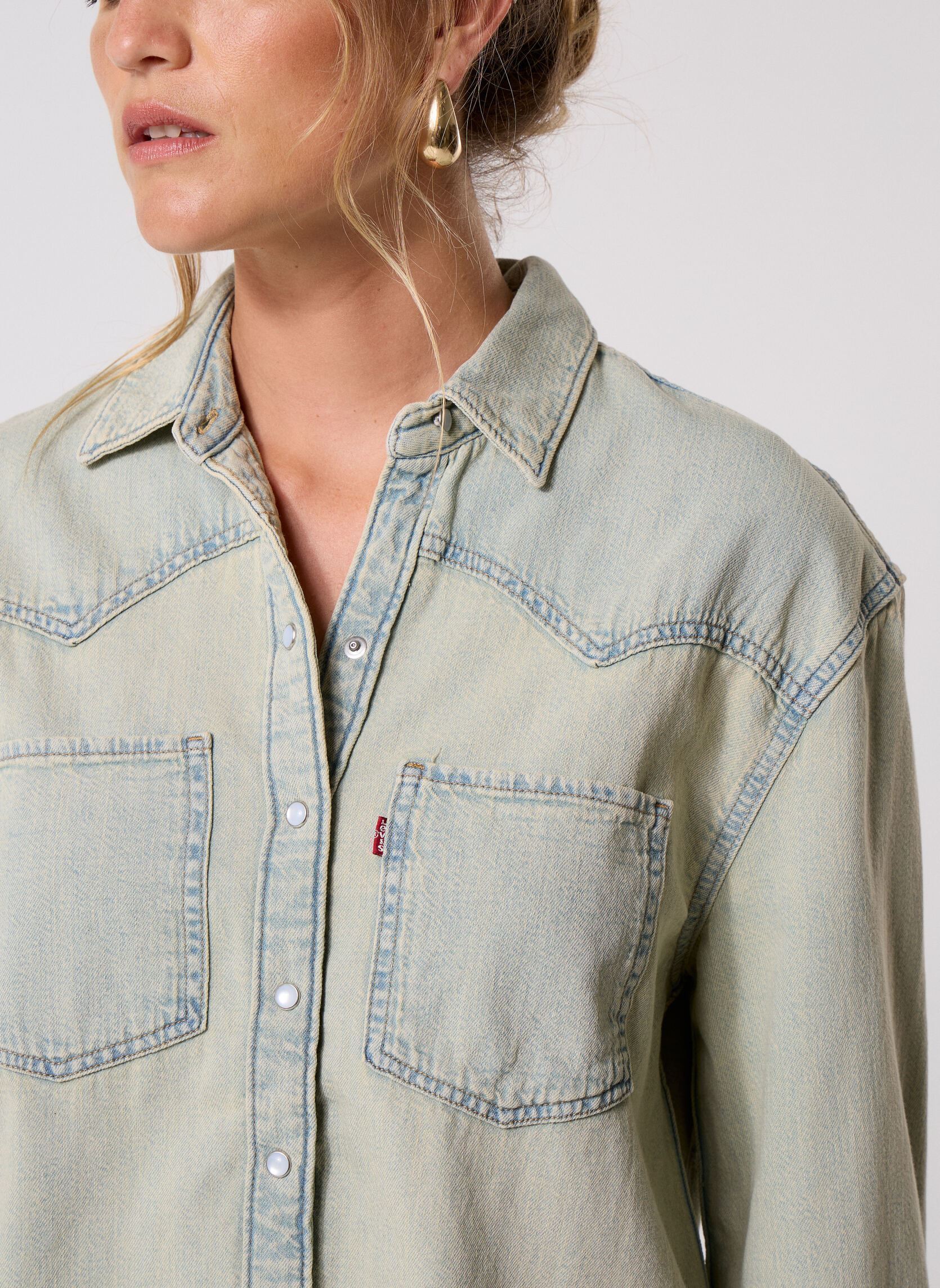 Langarm-Hemden TEODORA WESTERN SHIRT MED INDIGO - WORN damen blau Levi's Langarm-Hemden TEODORA WESTERN SHIRT MED INDIGO - WORN damen blau DE ORO WESTERN