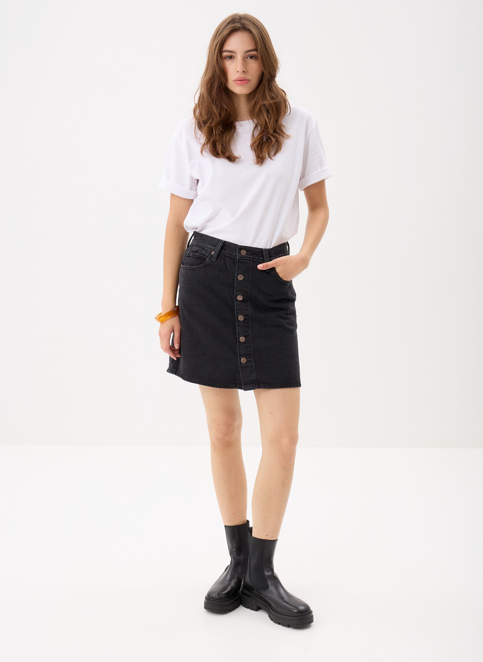 Jupes courtes RETRO BUTTON FRONT SKIRT BLACKS femme noir Levi's Jupes courtes RETRO BUTTON FRONT SKIRT BLACKS femme noir OPEN MIND