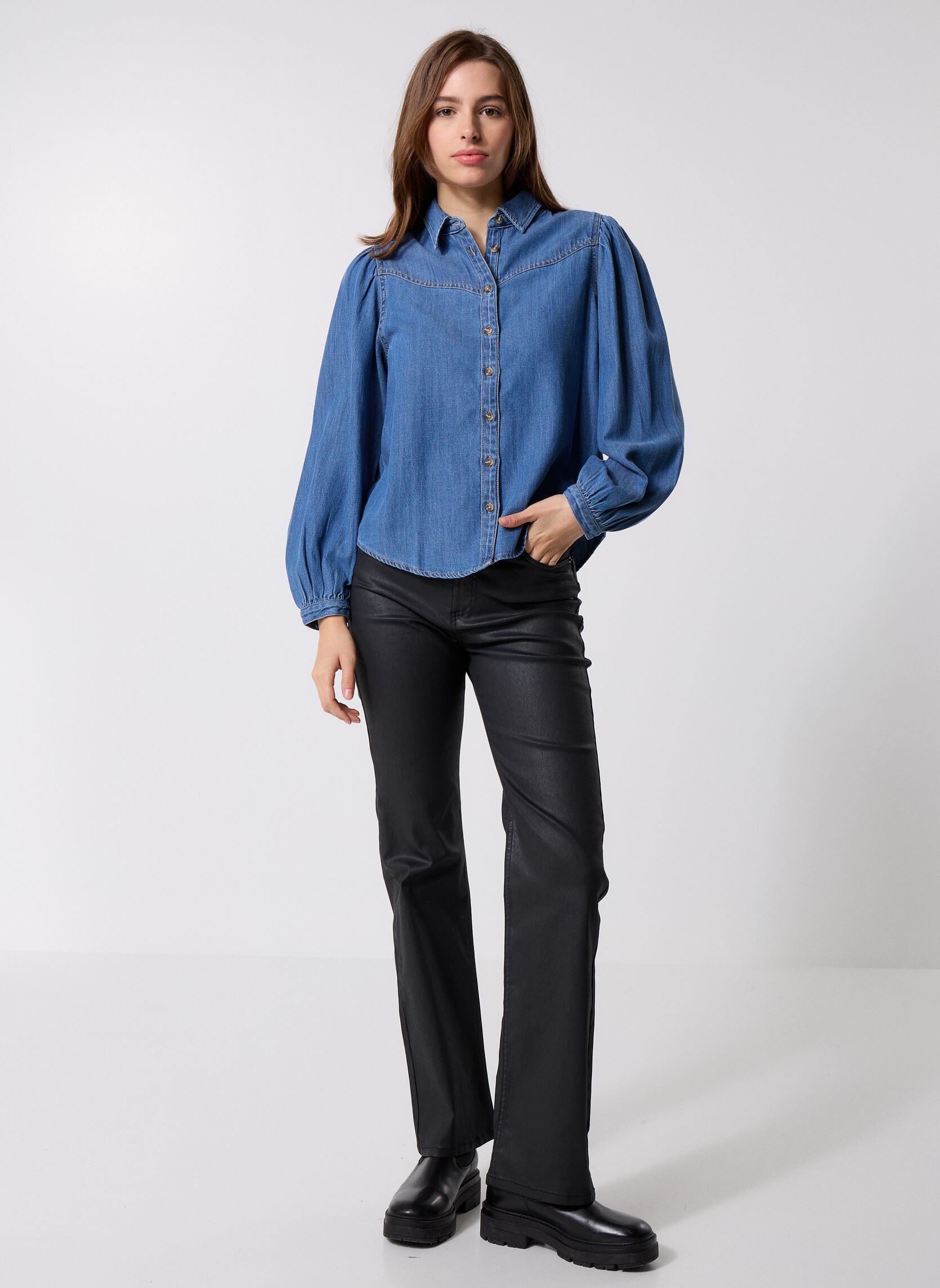 Chemises manches longues JOURNEY WSTRN FSHN SHIRT MED INDIGO - FL femme bleu Levi's Chemises manches longues JOURNEY WSTRN FSHN SHIRT MED INDIGO - FL femme bleu BRIGHT MID STONE