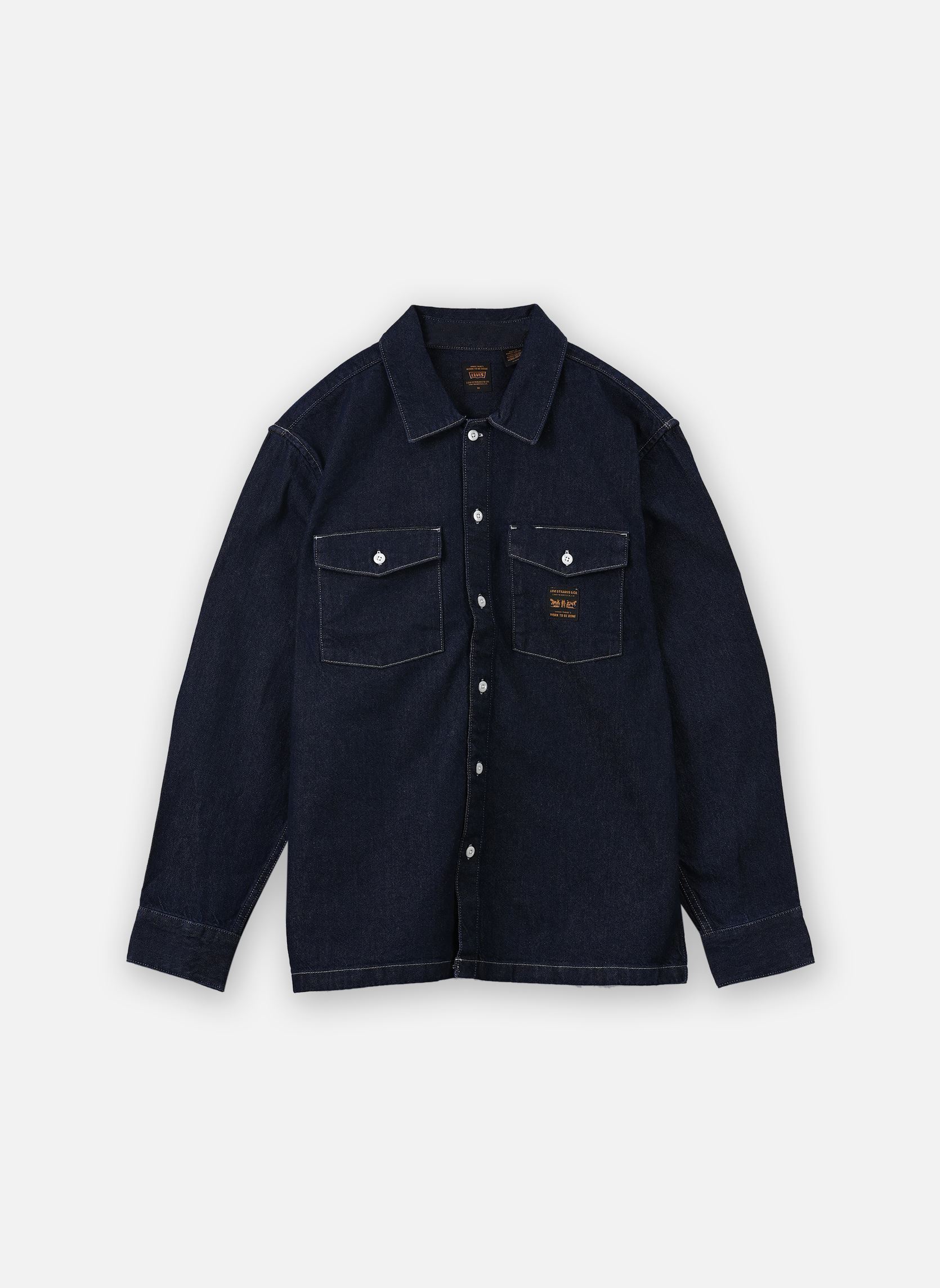 Hemden LS WORKER DARK INDIGO - FLAT FINISH heren marine Levi's Hemden LS WORKER DARK INDIGO - FLAT FINISH heren marine RINSE WORK REPEAT II